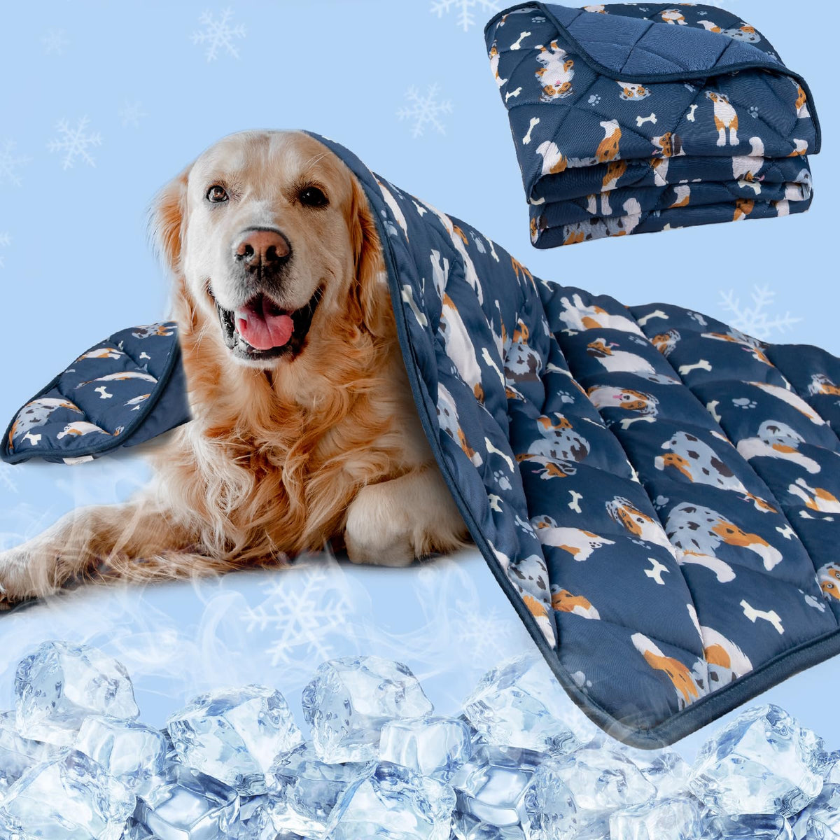 Premium Cooling Mat for Large Dogs - Washable Dog Cooling Throw Blanket，Durable Self Cooling Pet Mat for Cat, Soft Summer Blanket for Hot Weather, 28''x40''