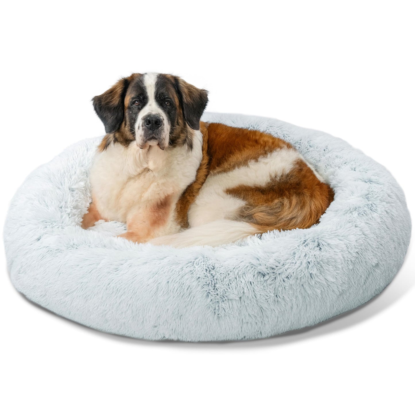 Best Friends by Sheri The Original Calming Donut Dog Bed for Small Dogs up to 25 lbs, Shag Faux Fur, Frost Gray, 23" x 23"