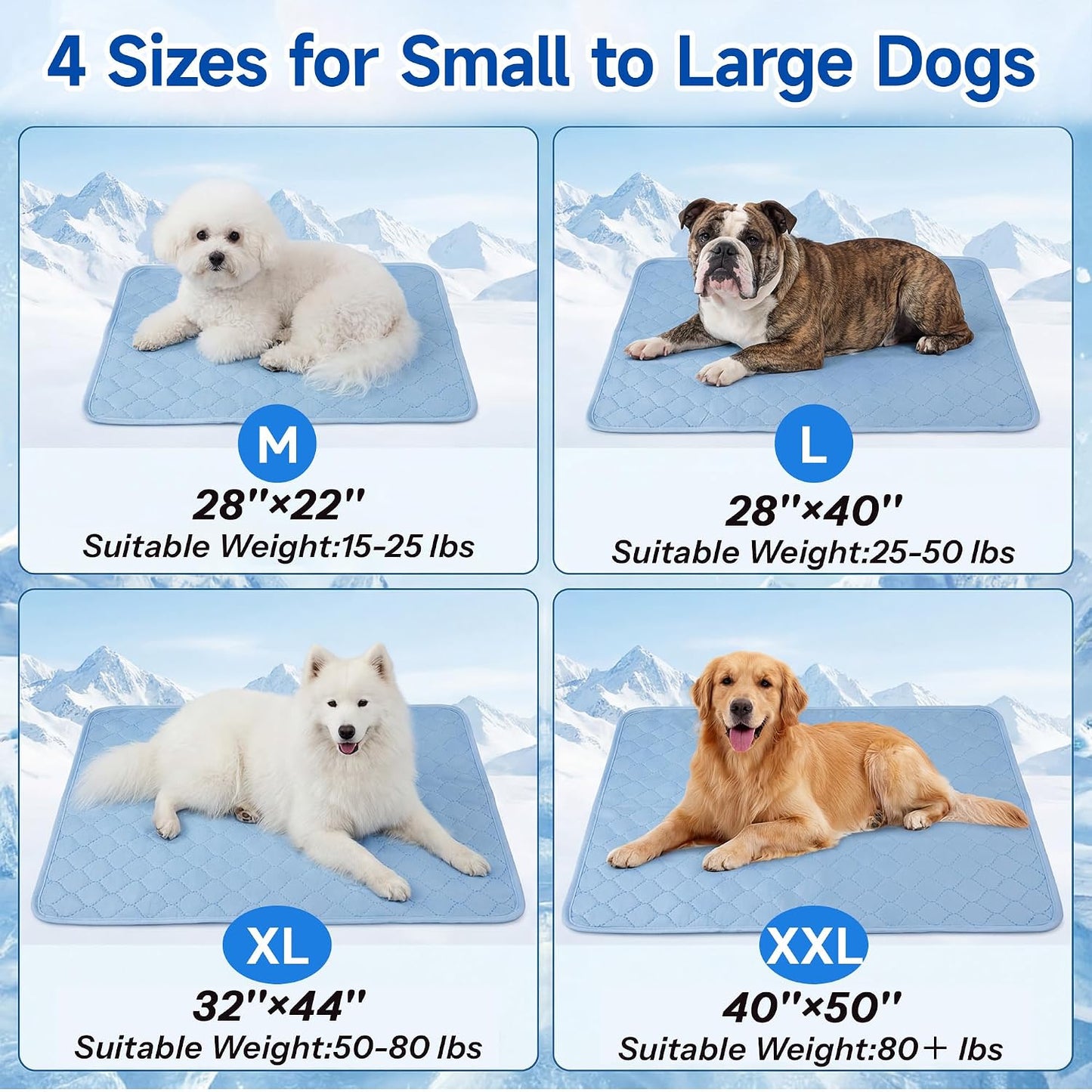 PatiencET Dog Cooling Mat, 22 x 28 in No-Gel Cooling Pad for Small Dogs, Puppies and Cats, Cool Touch Nylon Pet Mat, Washable Summer Dog Mat for Crate, Floor, Sofa, Car, Blue