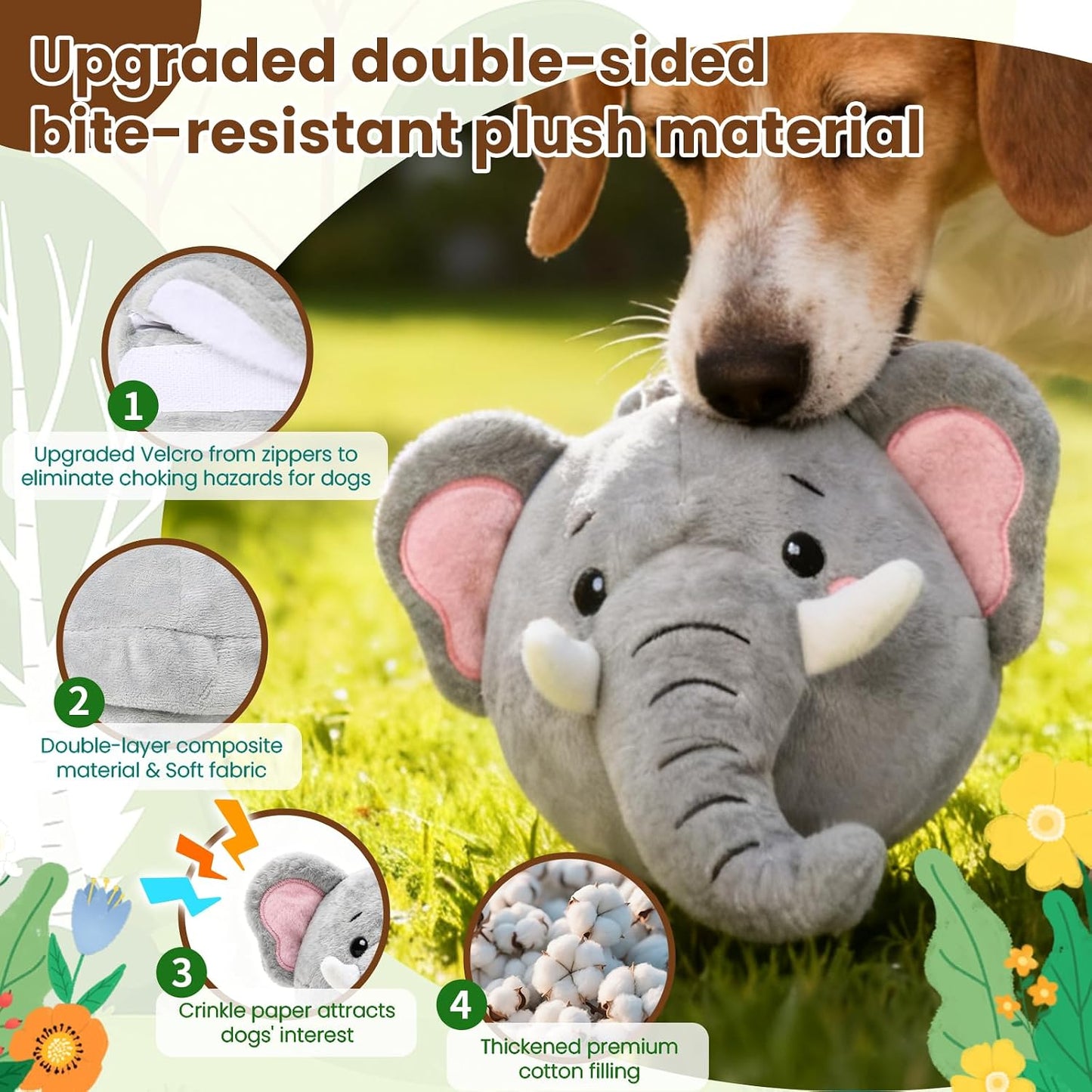 Interactive Dog Toys, Self Moving Dog Toy with Squeaky Bouncing Ball & Jumping Music Recording Mode, Rechargeable Vibrating Dogs Toy for Small Medium Large Dogs to Keep Them Busy (Elephant)