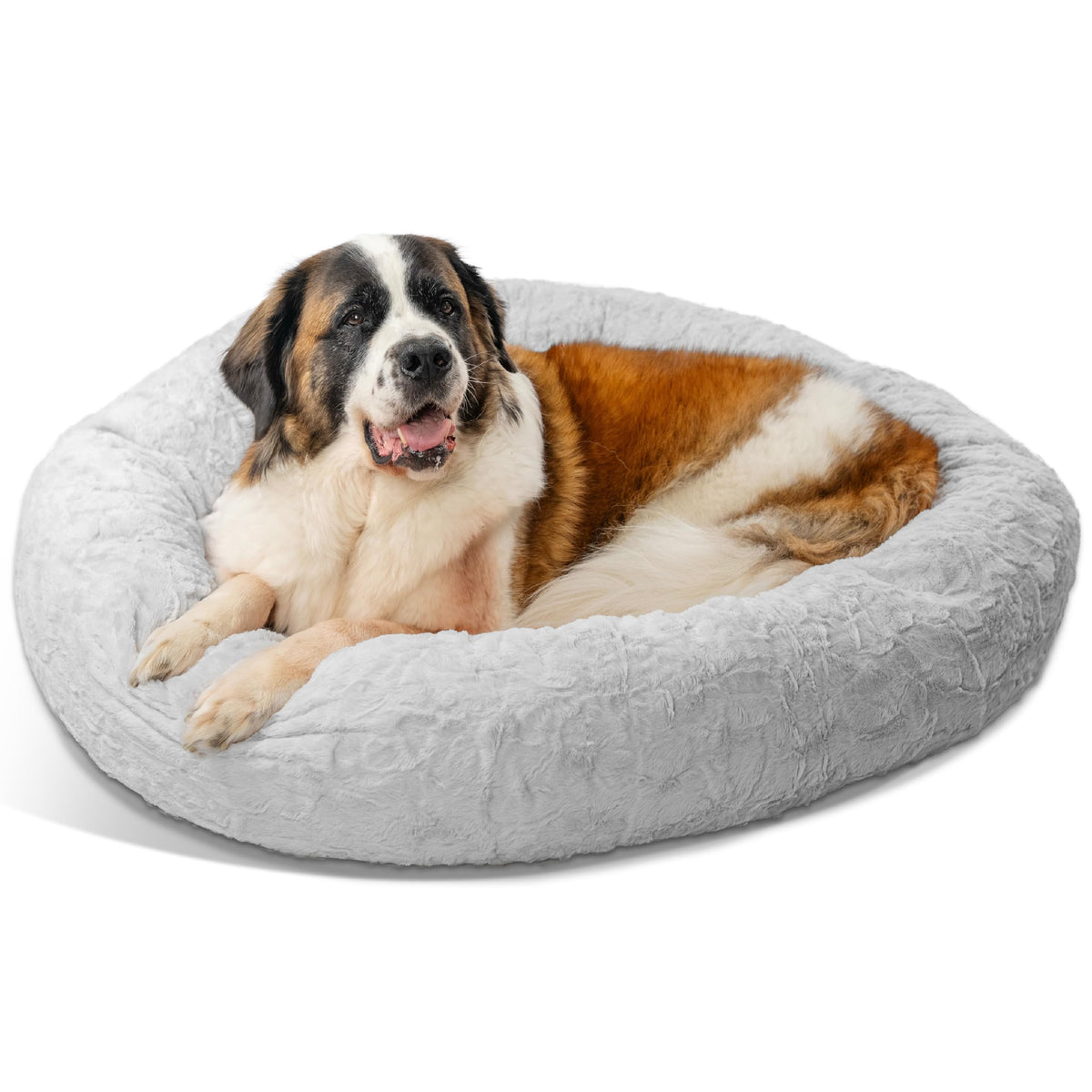 Best Friends by Sheri The Original Calming Donut Dog Bed for Small Dogs up to 25 lbs, Shag Faux Fur, Frost Gray, 23" x 23"