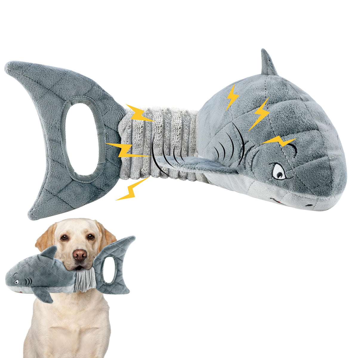 LEGEND SANDY Tough Dog Toys, Stuffed Chew Large Dog Toys to Keep Them Busy, Interactive Squeaky Tug of War Doggie Toy, Crinkle Blue Octopus