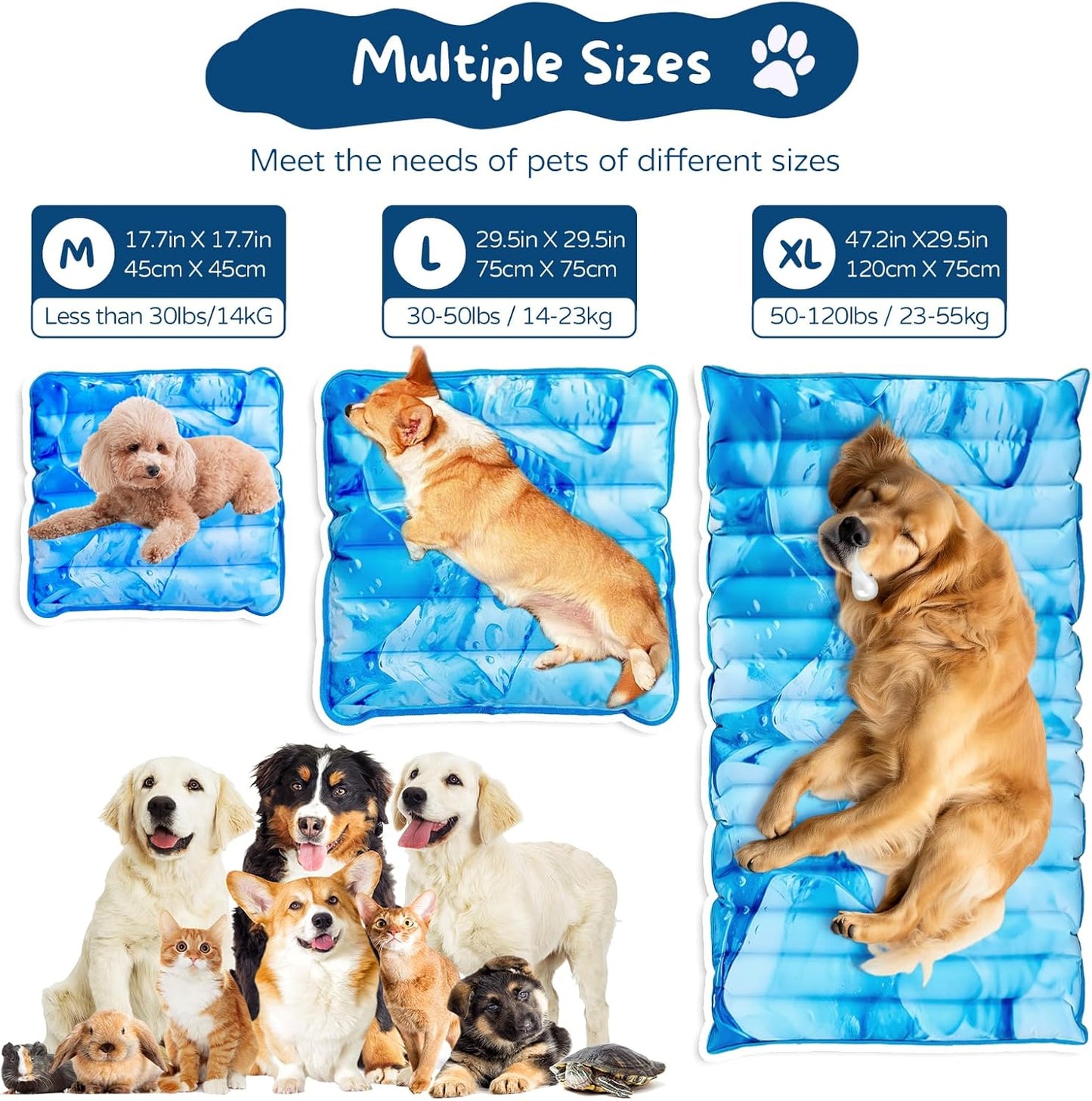 Dog Cooling Mat 2.0, Double-Sided Non-Slip Pet Cooling Pad, Washable and Durable, Indoor & Outdoor Summer Cooling Mat for All Pets, Keep Dogs and Cats Cool and Comfortable (47.5" x 29.5")