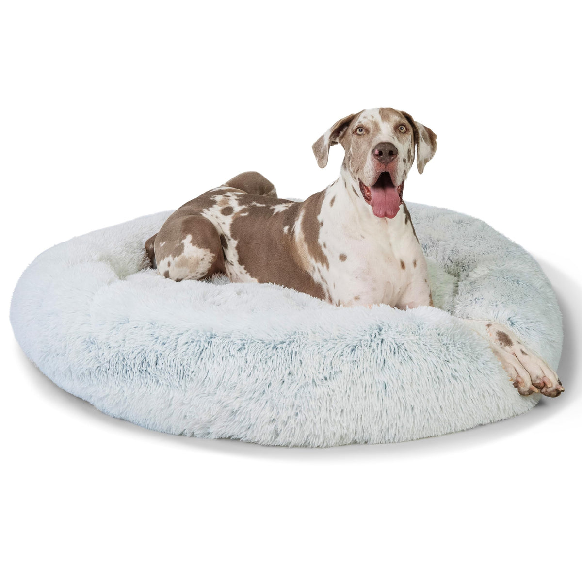 Best Friends by Sheri The Original Calming Donut Dog Bed for Small Dogs up to 25 lbs, Shag Faux Fur, Frost Gray, 23" x 23"