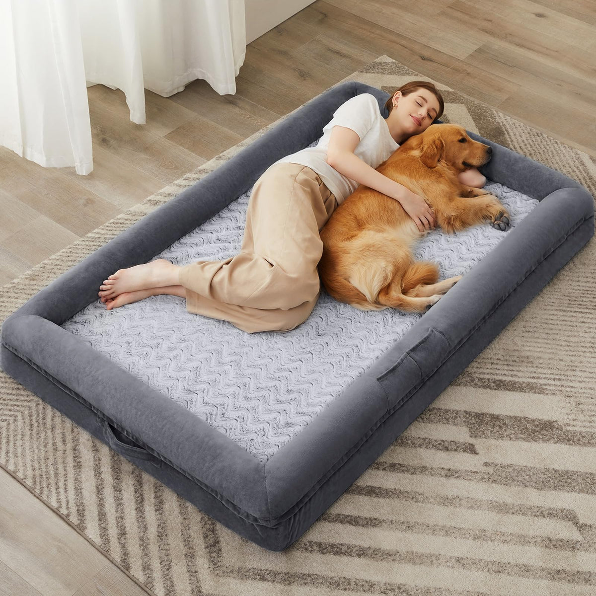WNPETHOME XL Extra Large Dog Bed, Washable Dog Couch with Removable Waterproof Cover, Orthopedic Large Pet Sofa Bed with Bolster Sides for Sleeping