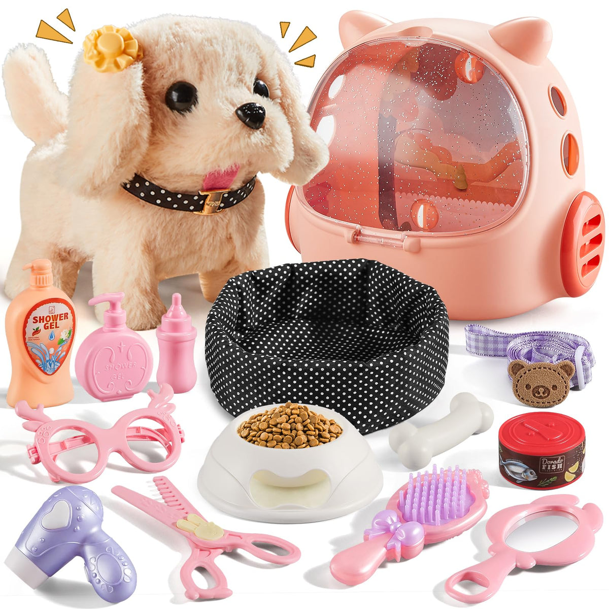 Vanvimen 16 Pcs Robot Dog Toys for Girls, Toys for 3 4 5 6 7 8 Year Old Girls Kids Boys, Realistic Robot Puppy Toddlers Girl Toy for 5-7 6-8, Ideas Birthday Gifts for Girl 3 4 5 6 Year Old
