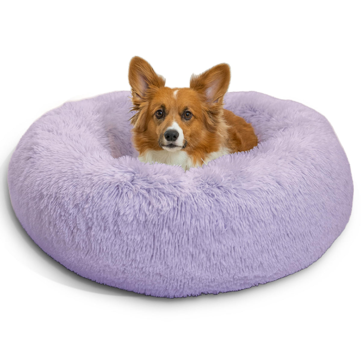 Best Friends by Sheri The Original Calming Donut Dog Bed for Small Dogs up to 25 lbs, Shag Faux Fur, Frost Gray, 23" x 23"