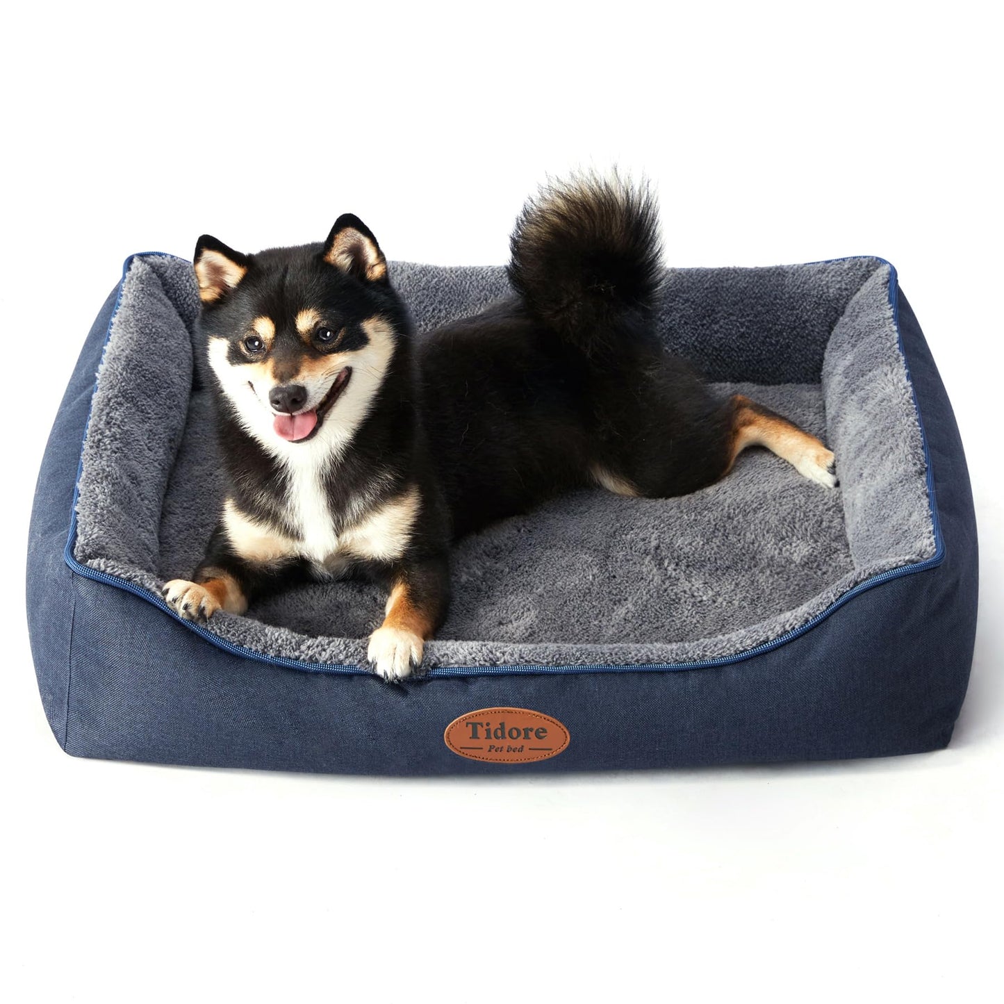 Tidore Orthopedic Dog Bed Medium Size Dog, Durable Egg Crate Foam Sofa Dog Bed with Washable Removable Cover, Waterproof Lining, Pet Beds for Medium Dogs, Navy