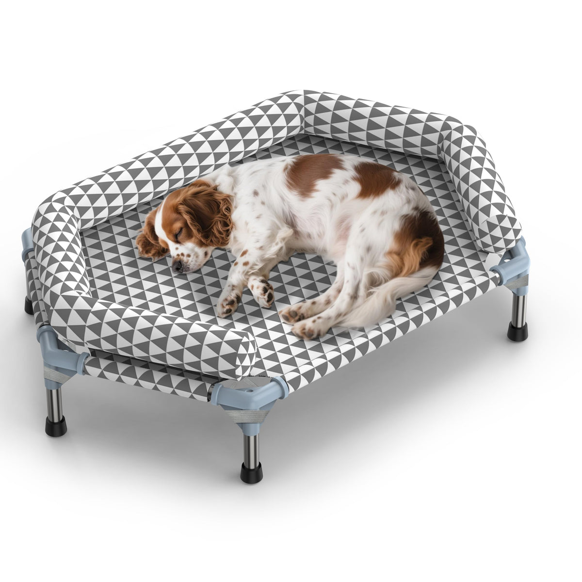 Kuntrust Elevated Outdoor Dog Bed Updated Raised Pet Cot Cooling Puppy Bed Lifted Dog Bed for Small Pets|Indoor Detachable Raised Dog Bed with Non-Slip Feet,Double-layer Cloth(S)