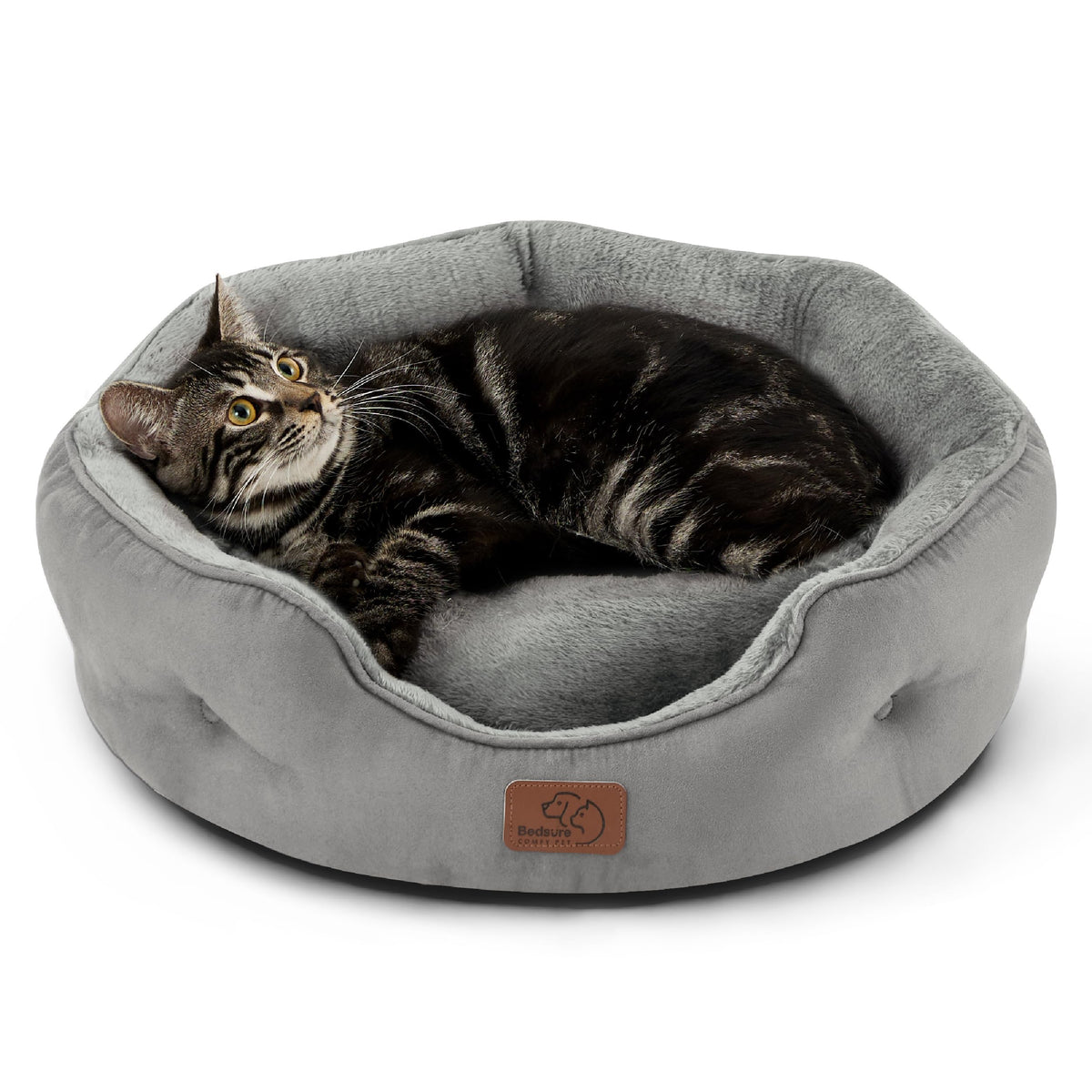 Bedsure Small Dog Bed Washable,Round Cat Beds for Indoor Cats,20in Came | Soft Plush Pet Bed,Dog Beds for Small Dogs for Puppy and Kittens,Anti-Slip Bottom,Easy to Clean