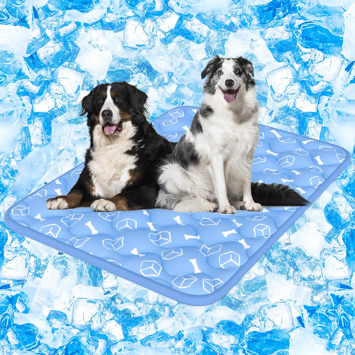Rywell Dog Cooling Mat 2.0, Ocean Blue,44" x 32" Thick & Durable Cooling Mat for Extra Large Dogs, Long-Lasting Cool with Waterproof & Color-Changing Arc-Chill Tech (Q-Max>0.5) Washable& Non-Toxic