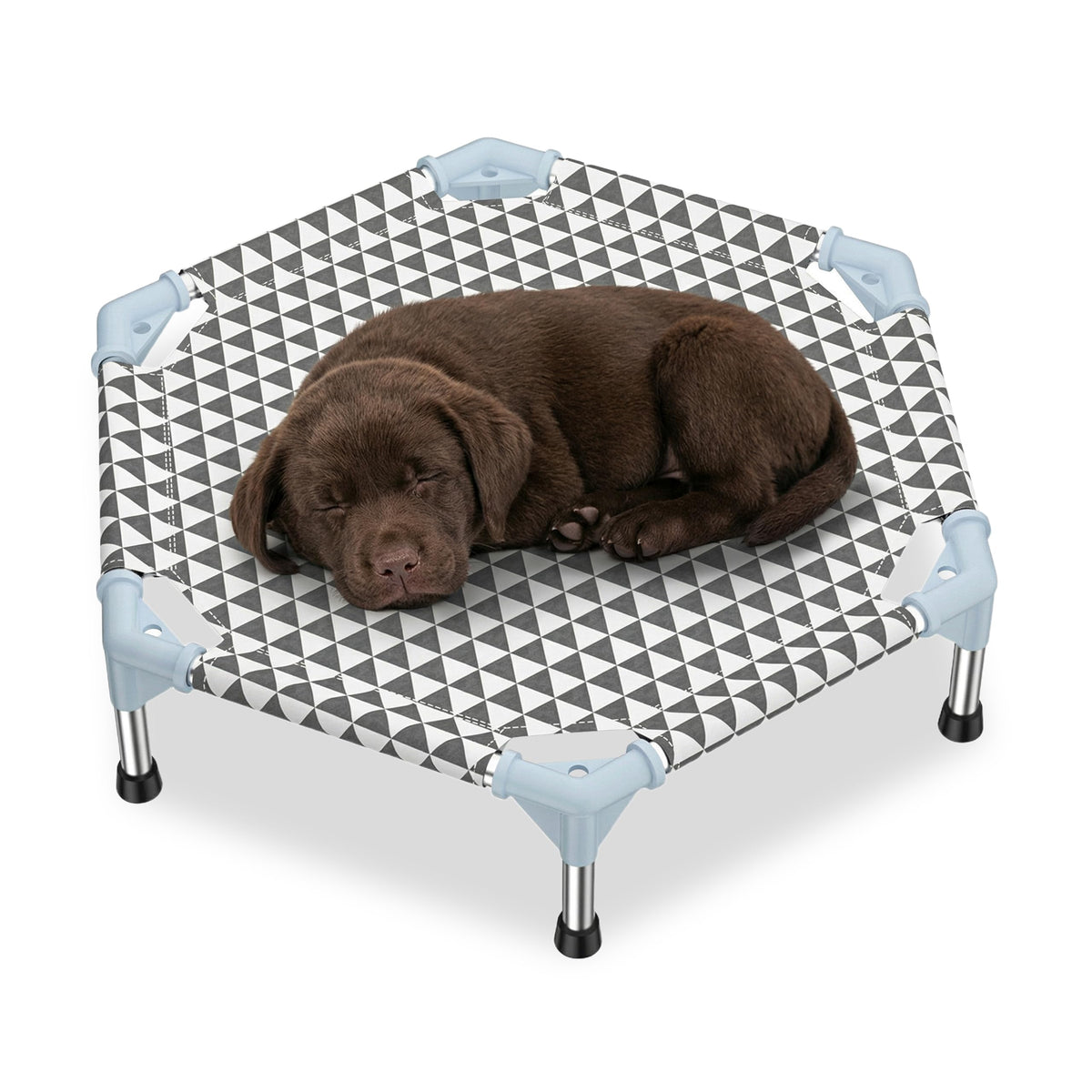 Kuntrust Elevated Outdoor Dog Bed Updated Raised Pet Cot Cooling Puppy Bed Lifted Dog Bed for Small Pets|Indoor Detachable Raised Dog Bed with Non-Slip Feet,Double-layer Cloth(S)