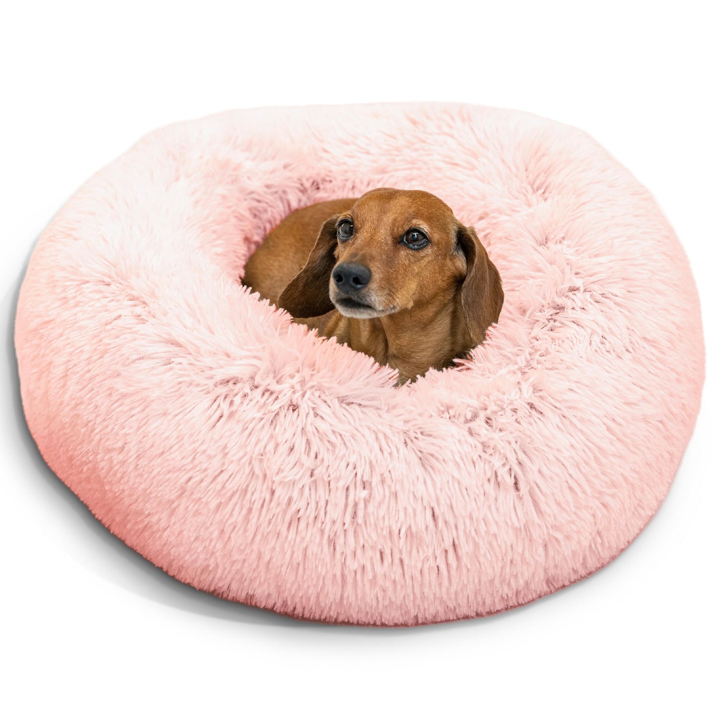 Best Friends by Sheri The Original Calming Donut Dog Bed for Small Dogs up to 25 lbs, Shag Faux Fur, Frost Gray, 23" x 23"