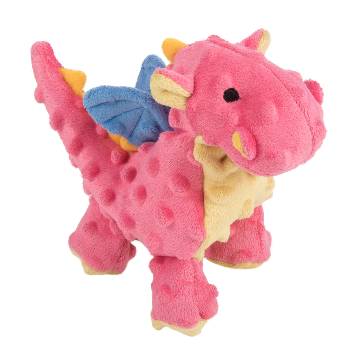goDog Bubble Plush Dragons Squeaky Dog Toy, Chew Guard Technology - Coral, Large