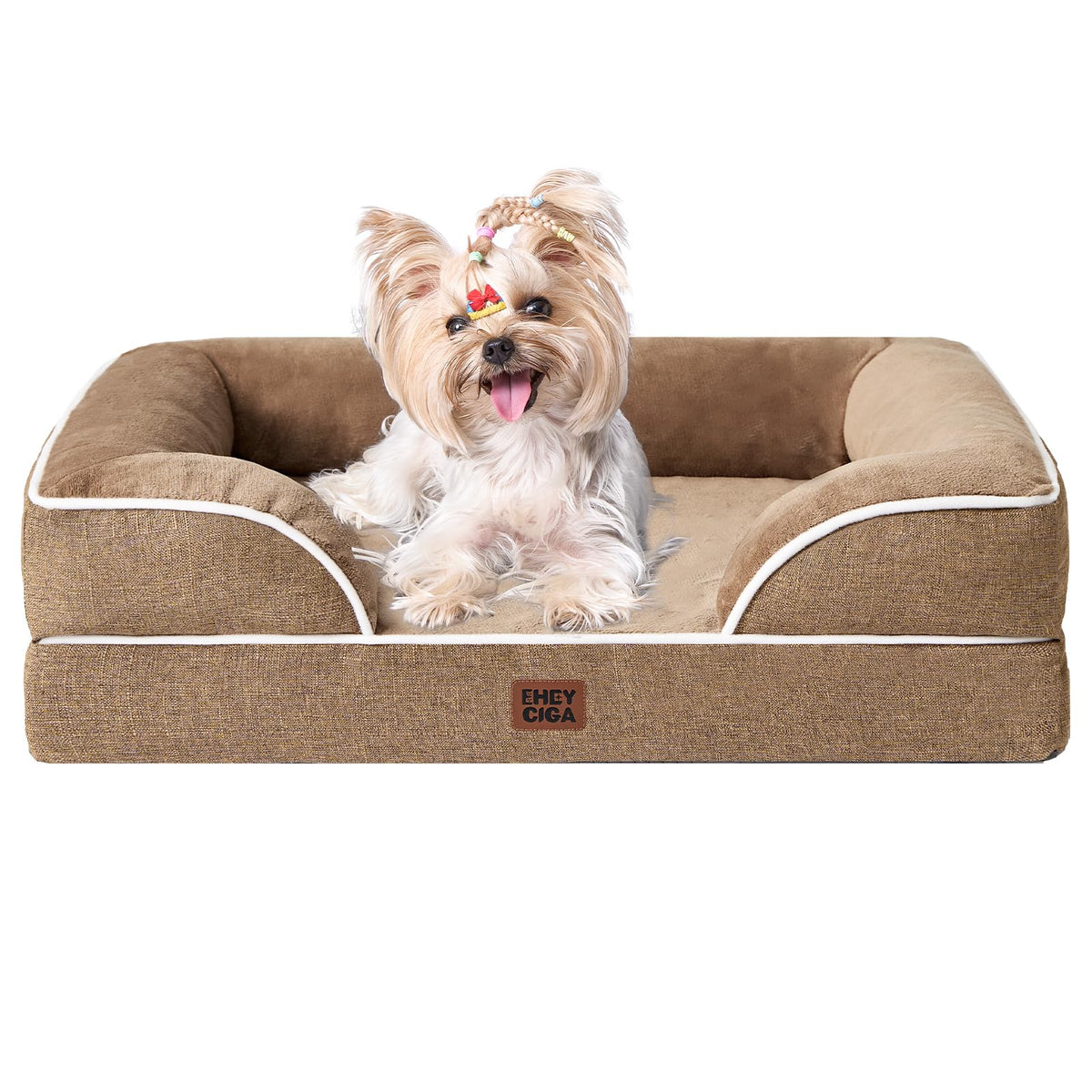 EHEYCIGA Orthopedic Dog Beds Large Sized Dog, Waterproof Memory Foam Pet Bed with Sides, Non-Slip Bottom Large Pet Bed with Washable Removable Cover, Grey