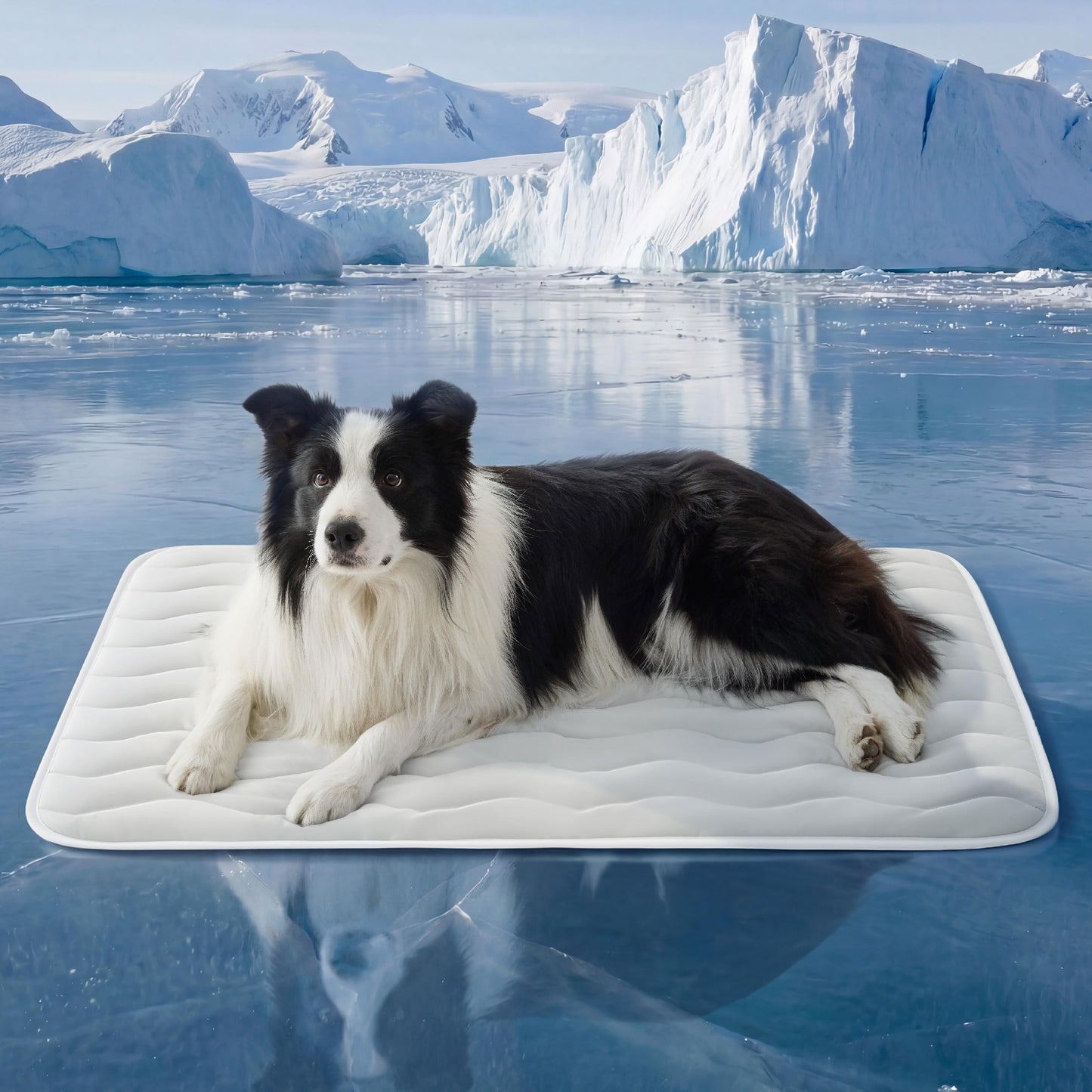 Bedsure Cooling Mat for Large Dogs - Q-Max>0.4 Thin Breathable Cooling Crate Pad Indoor for Pet with Chill Cool Fiber as Cooling Topper，Portable Washable Kennel Mat in Outdoor Summer, 35x23, Blue