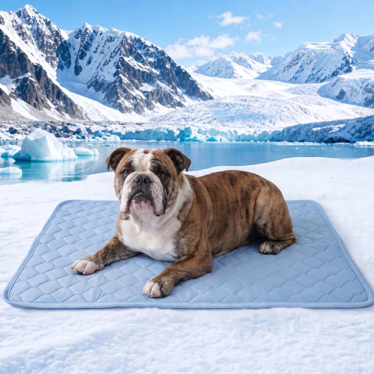 PatiencET Dog Cooling Mat, 22 x 28 in No-Gel Cooling Pad for Small Dogs, Puppies and Cats, Cool Touch Nylon Pet Mat, Washable Summer Dog Mat for Crate, Floor, Sofa, Car, Blue