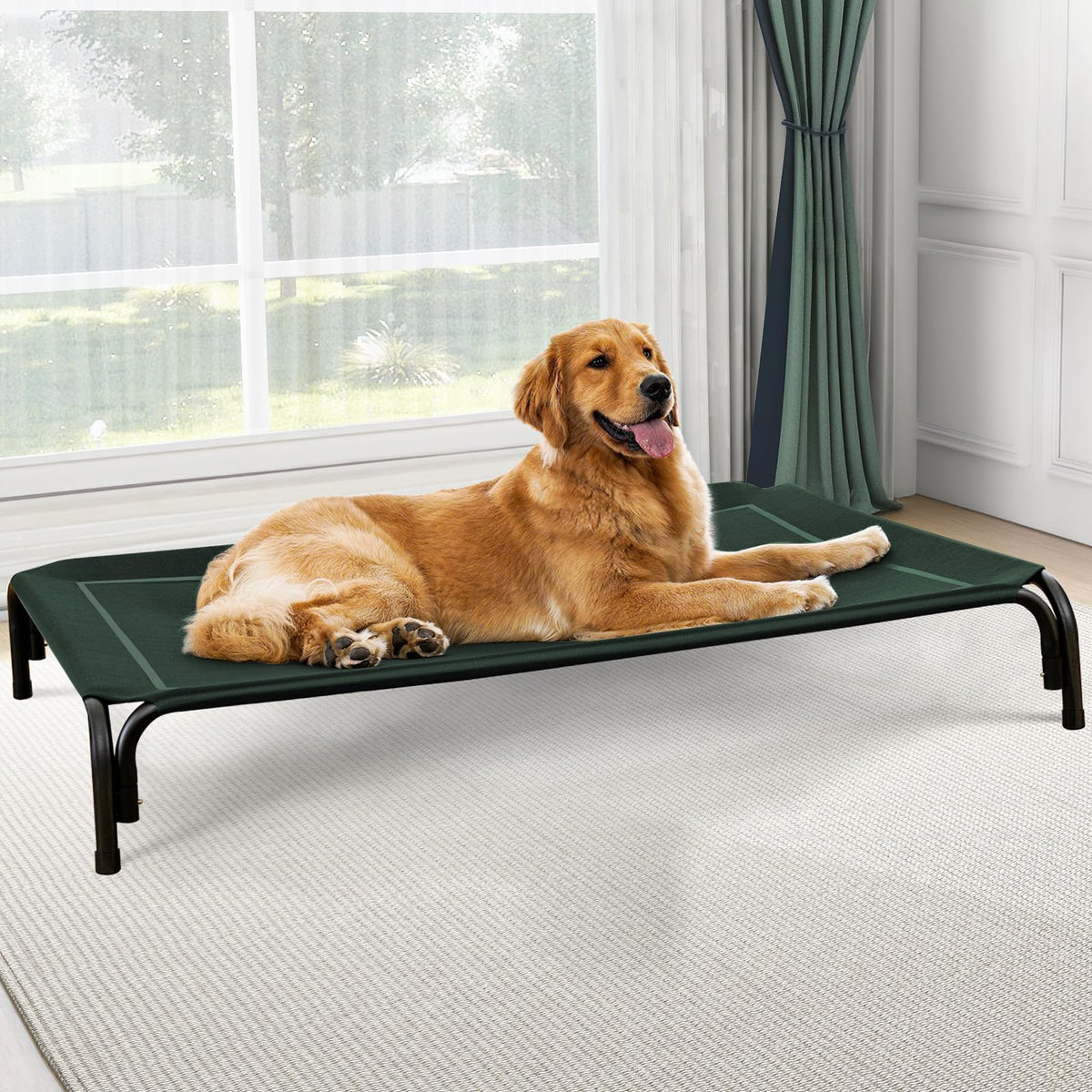 Czpalo Outdoor Elevated Dog Bed for Large Sized Dogs, No-Tool Assembly. | Raised design promotes airflow. Tool-free assembly, easy-to-clean mesh, portable, with anti-skid feet. Indoor/outdoor use.