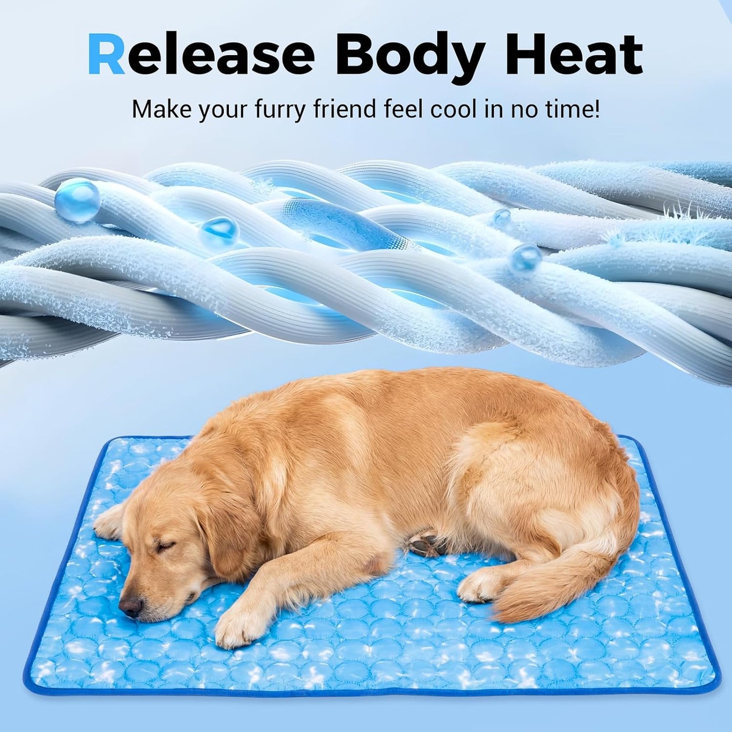Dog Cooling Mat, Large Cooling Pad for Dogs Cats, Portable Self Cooling Dog Bed Cooling Blanket, 40" x 28" Washable Summer Pet Mat, Indoor Outdoor Green Pet Cooling Mat for Hot Summer