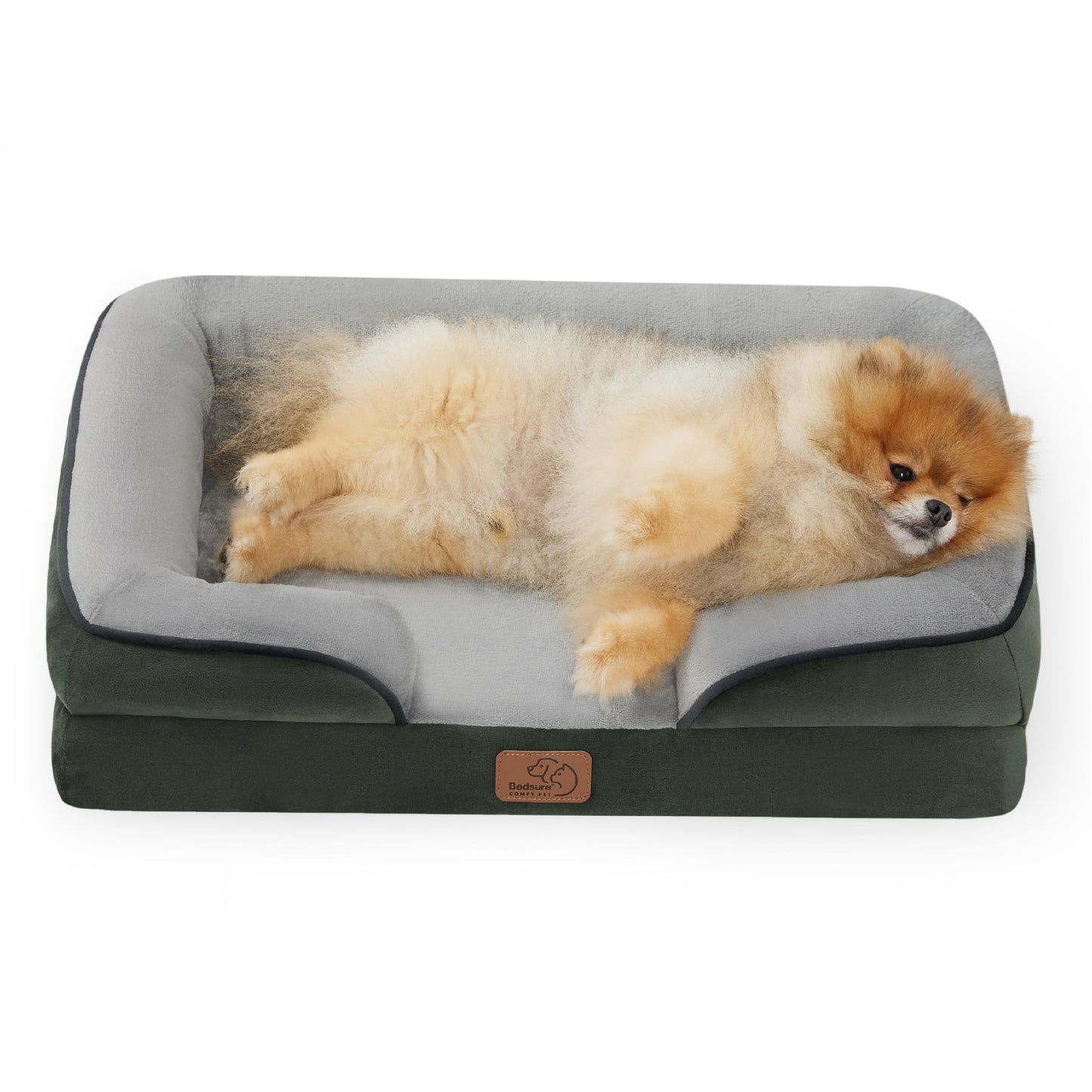 Bedsure Orthopedic Dog Bed Medium Size Dogs - Washable Small Medium Dog Cat Bed Waterproof, Comfort Cats Couch Sofa with Washable Removable Cover, Pets Bed with Nonskid Bottom, Grey, 28"