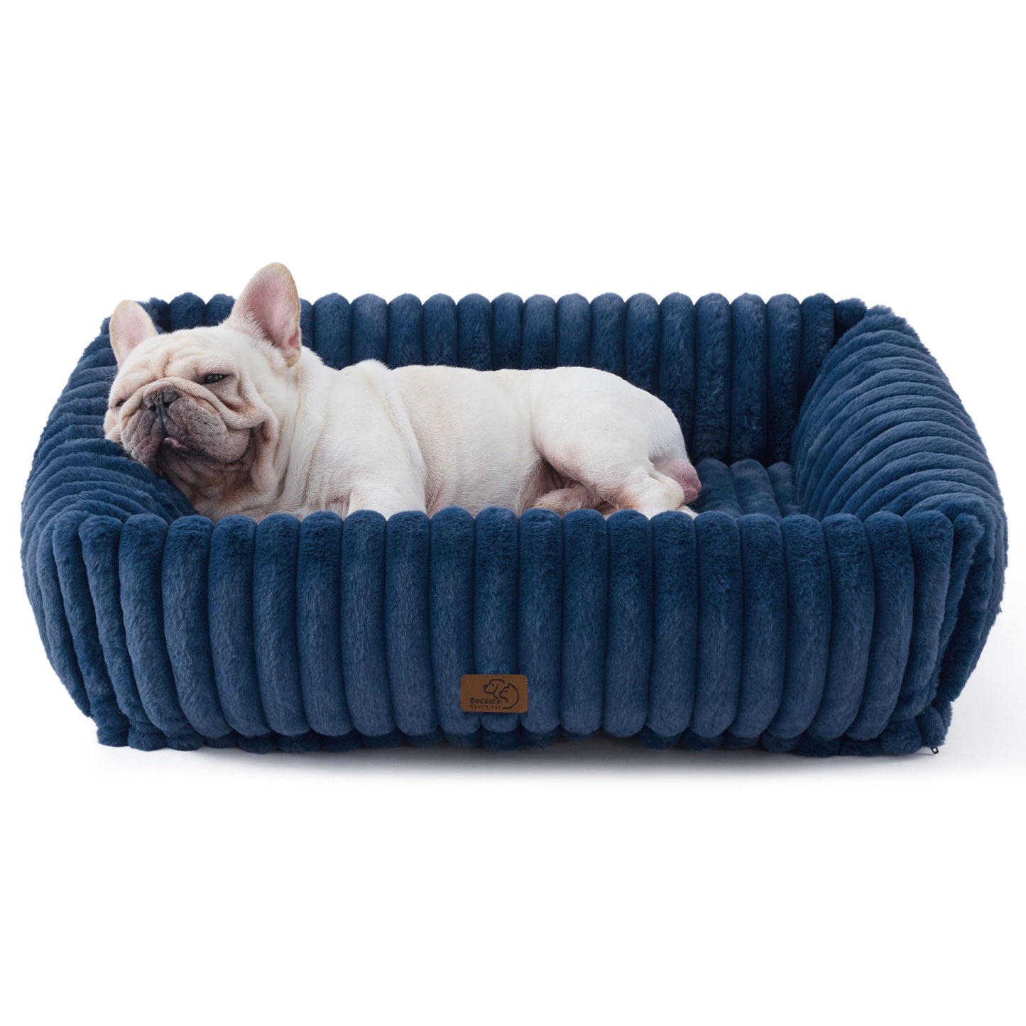 Bedsure ComfyFleece™ Cute Dog Bed for Small Medium Dogs - Washable Furry Puppy Beds, Rectangle Orthopedic Corduroy Fleece Pet Beds with Removable Zipper Cover, 25x21x7inches, Cream