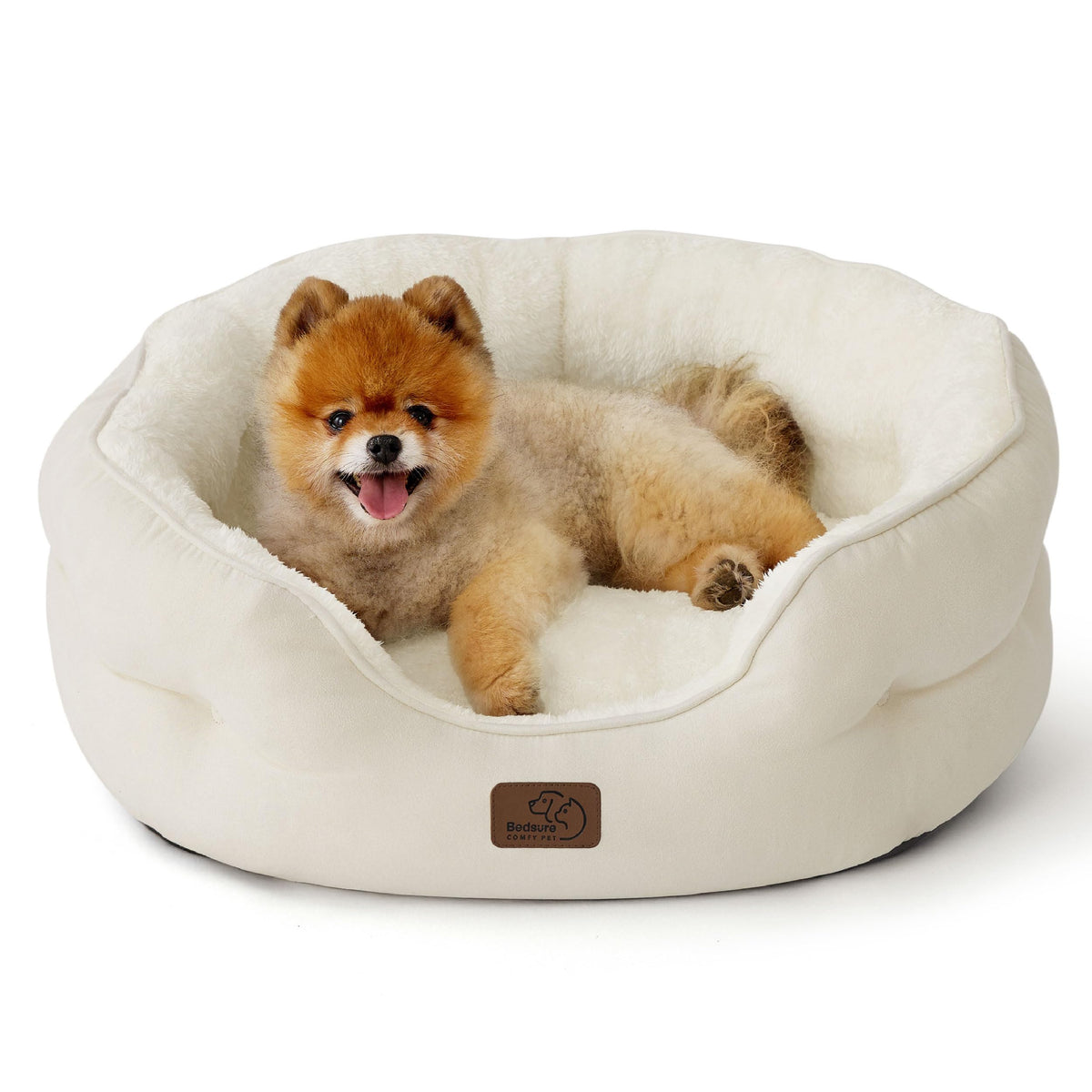 Bedsure Small Dog Bed Washable,Round Cat Beds for Indoor Cats,20in Came | Soft Plush Pet Bed,Dog Beds for Small Dogs for Puppy and Kittens,Anti-Slip Bottom,Easy to Clean