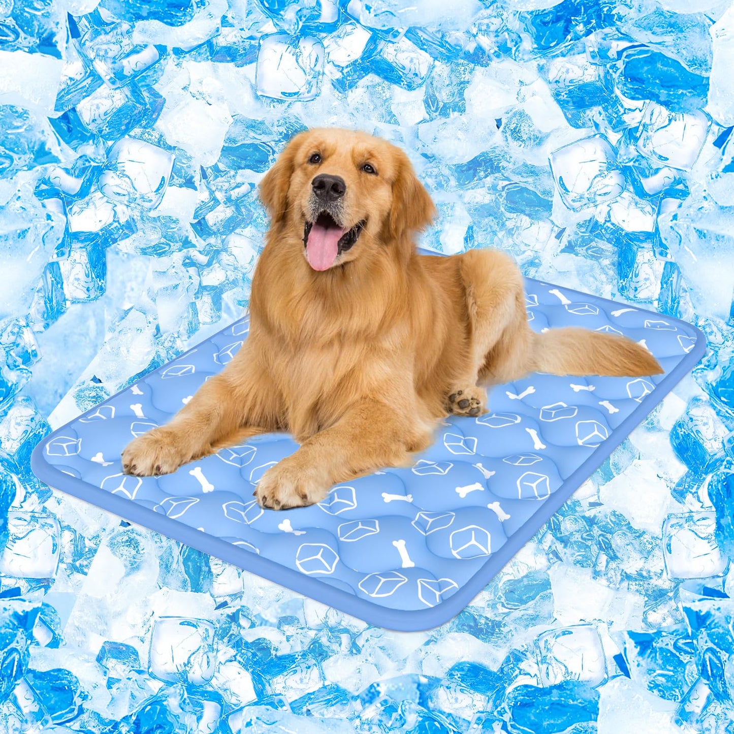 Rywell Dog Cooling Mat 2.0, Elegant Grey, 44"*32" Thick & Durable Cooling Mat for Extra Large Dogs, Extended Cooling with Waterproof & Color-Changing Arc-Chill Fiber (Q-Max>0.5), Ideal for Summer