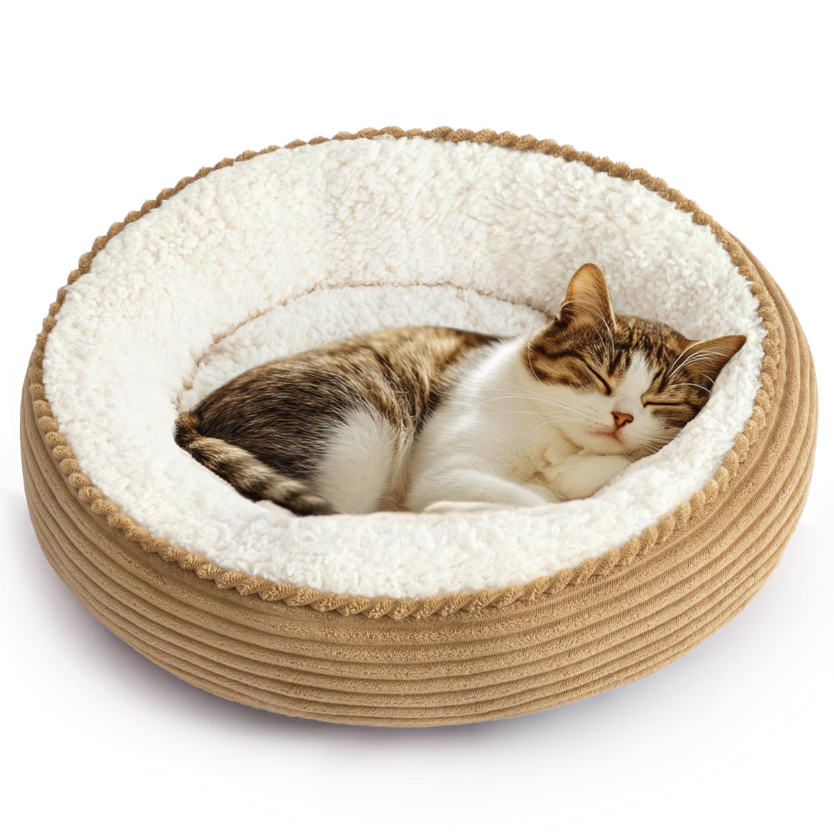Love's cabin Round Donut Cat and Dog Cushion Bed, 20in Bed for Cats or Small Dogs, Anti-Slip & Water-Resistant Bottom, Super Soft Durable Fabric Pet Beds, Washable Luxury Cat & Dog Bed Gray