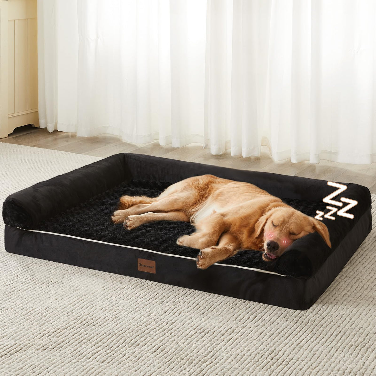 BFPETHOME Orthopedic Washable Dog Beds Large Sized Senior Dog for Comfy Sleeping with Removable Cover, Waterproof Big Soft Pet Couch Bed for Dogs Relax