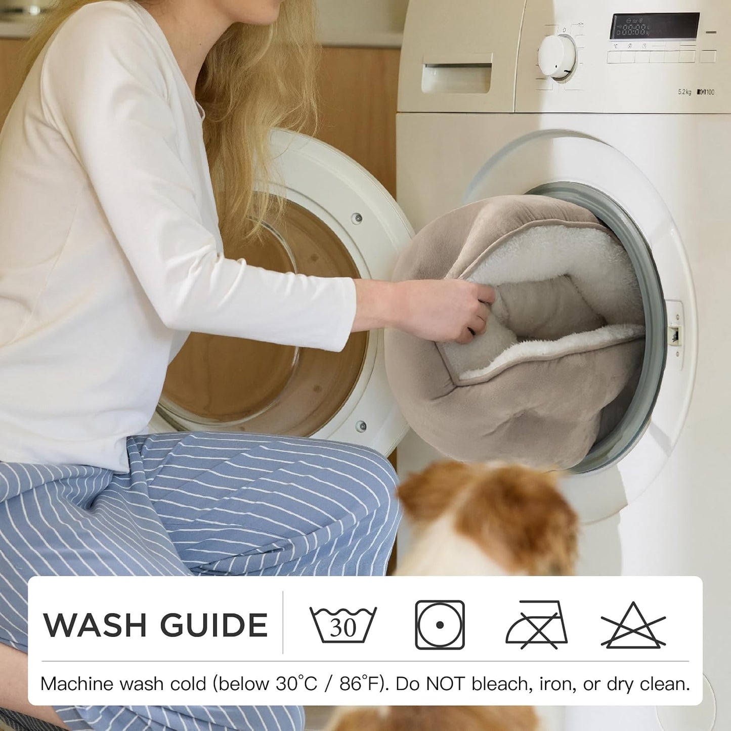 Bedsure Small Dog Bed Washable,Round Cat Beds for Indoor Cats,20in Came | Soft Plush Pet Bed,Dog Beds for Small Dogs for Puppy and Kittens,Anti-Slip Bottom,Easy to Clean