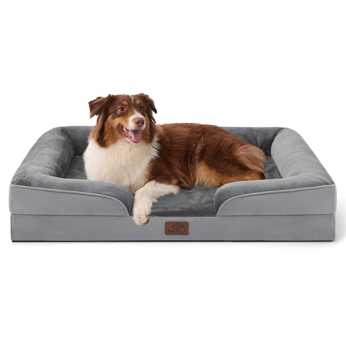 Bedsure Orthopedic Dog Bed Medium Size Dogs - Washable Small Medium Dog Cat Bed Waterproof, Comfort Cats Couch Sofa with Washable Removable Cover, Pets Bed with Nonskid Bottom, Grey, 28"