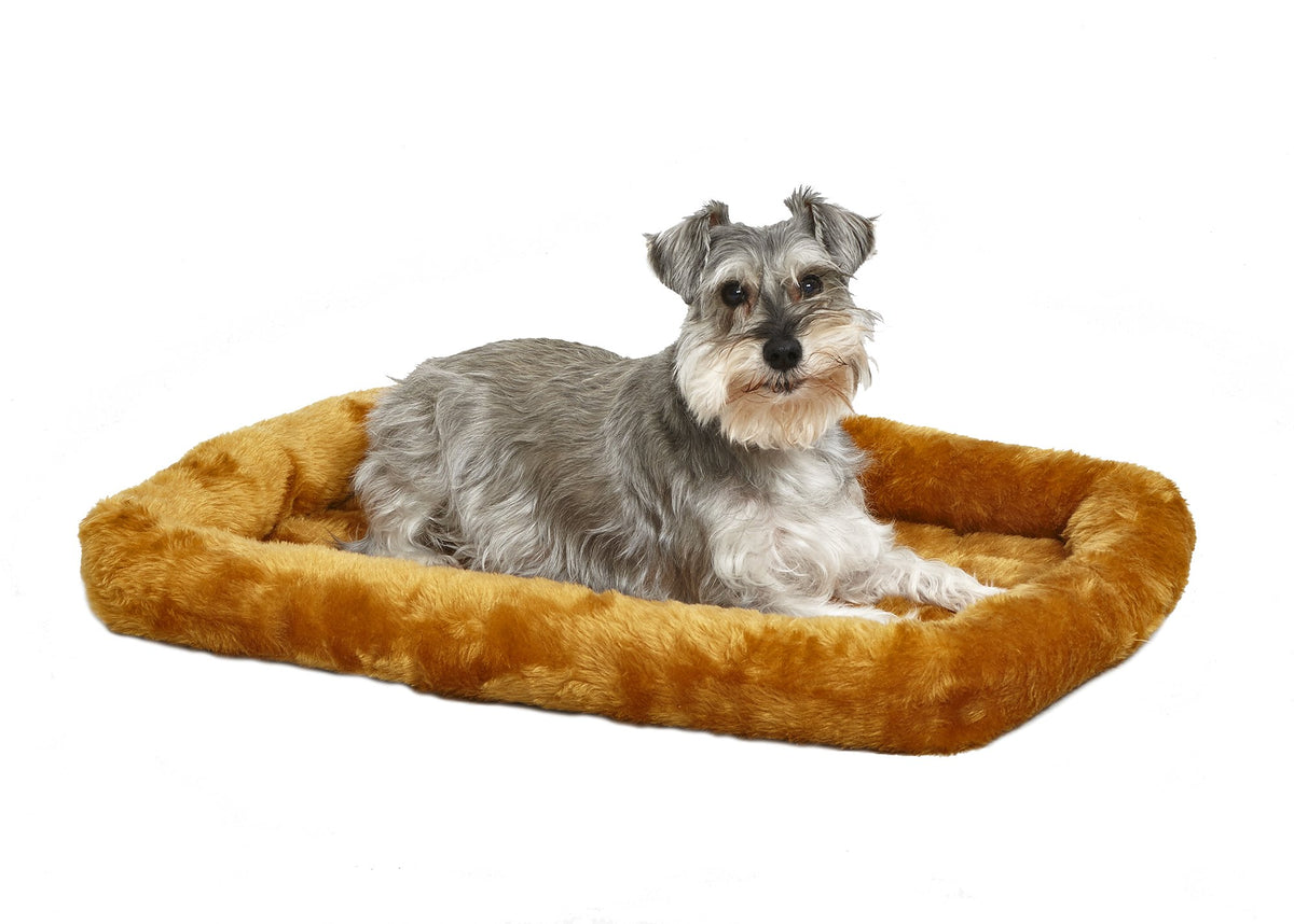MidWest Homes for Pets QuietTime XXS Dog Bed – Cinnamon Faux Fur Bolster, Ultra-Soft and Machine Washable, Fits 18-Inch Crates and Carriers, for Small Dogs and Cats