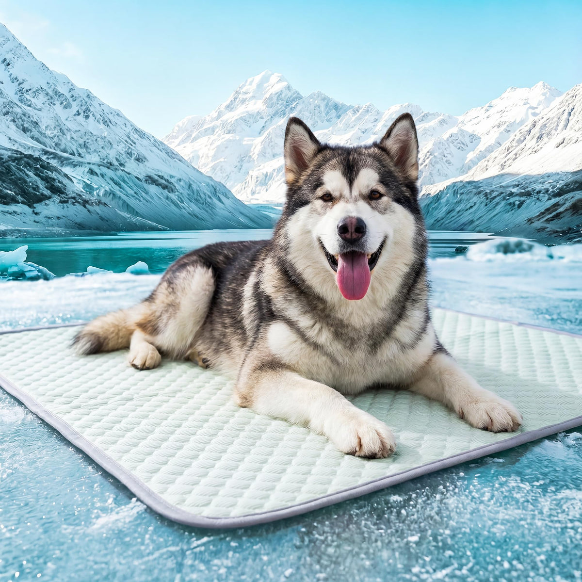 PatiencET Dog Cooling Mat, 22 x 28 in No-Gel Cooling Pad for Small Dogs, Puppies and Cats, Cool Touch Nylon Pet Mat, Washable Summer Dog Mat for Crate, Floor, Sofa, Car, Blue