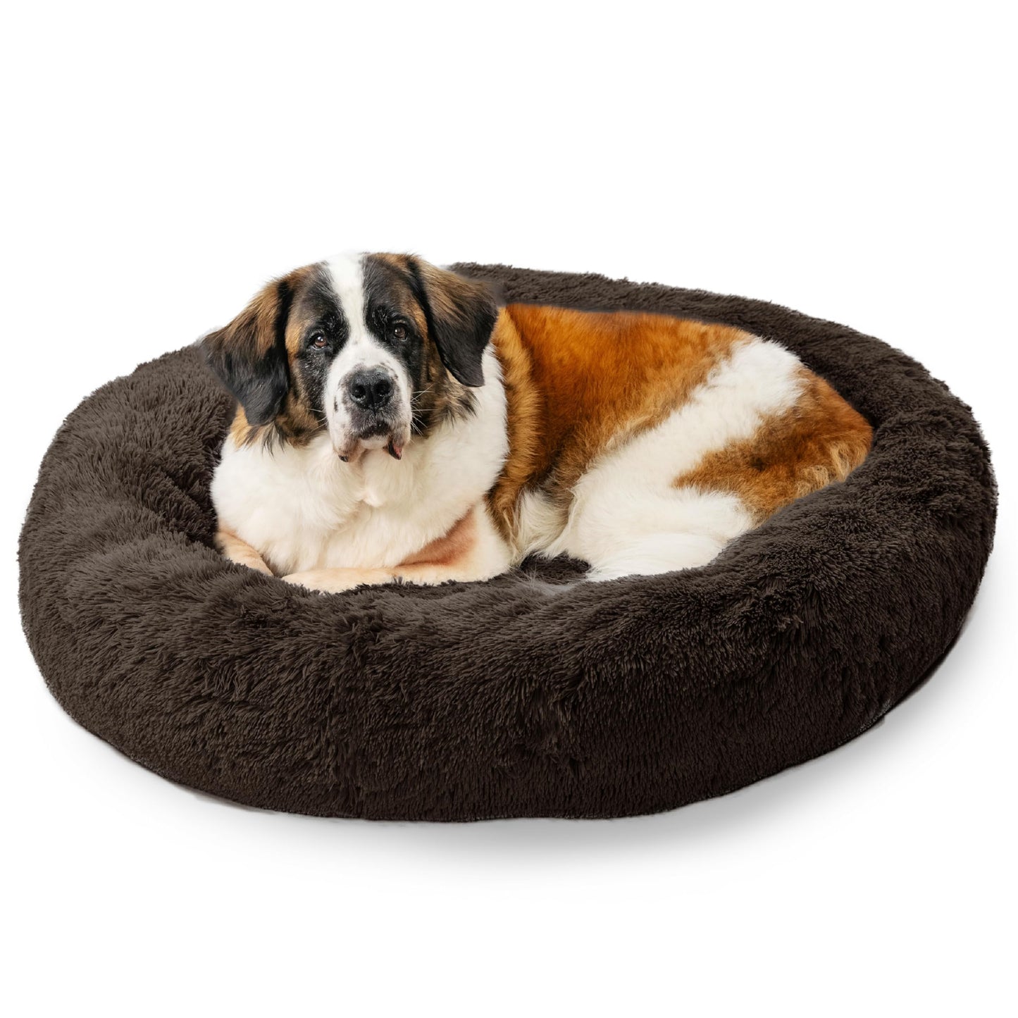 Best Friends by Sheri The Original Calming Donut Dog Bed for Small Dogs up to 25 lbs, Shag Faux Fur, Frost Gray, 23" x 23"