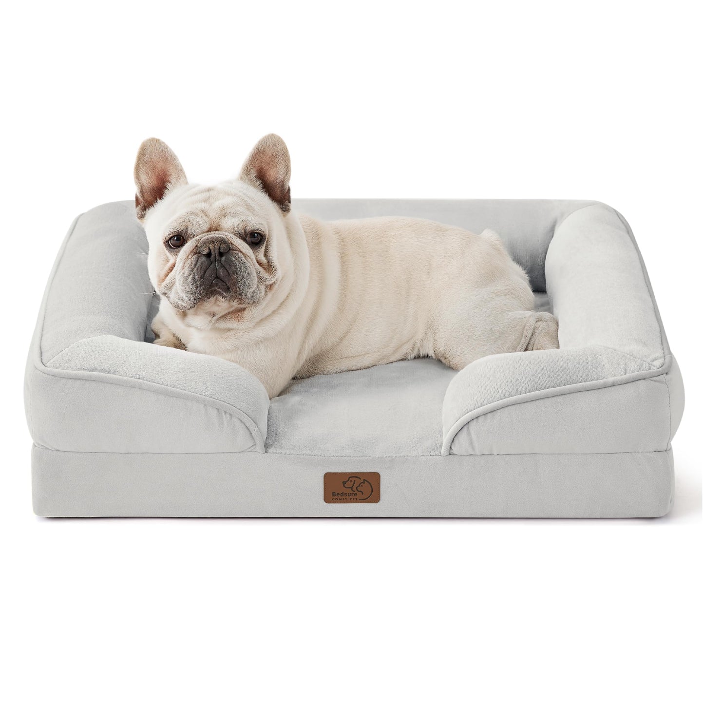 Bedsure Orthopedic Dog Bed Medium Size Dogs - Washable Small Medium Dog Cat Bed Waterproof, Comfort Cats Couch Sofa with Washable Removable Cover, Pets Bed with Nonskid Bottom, Grey, 28"