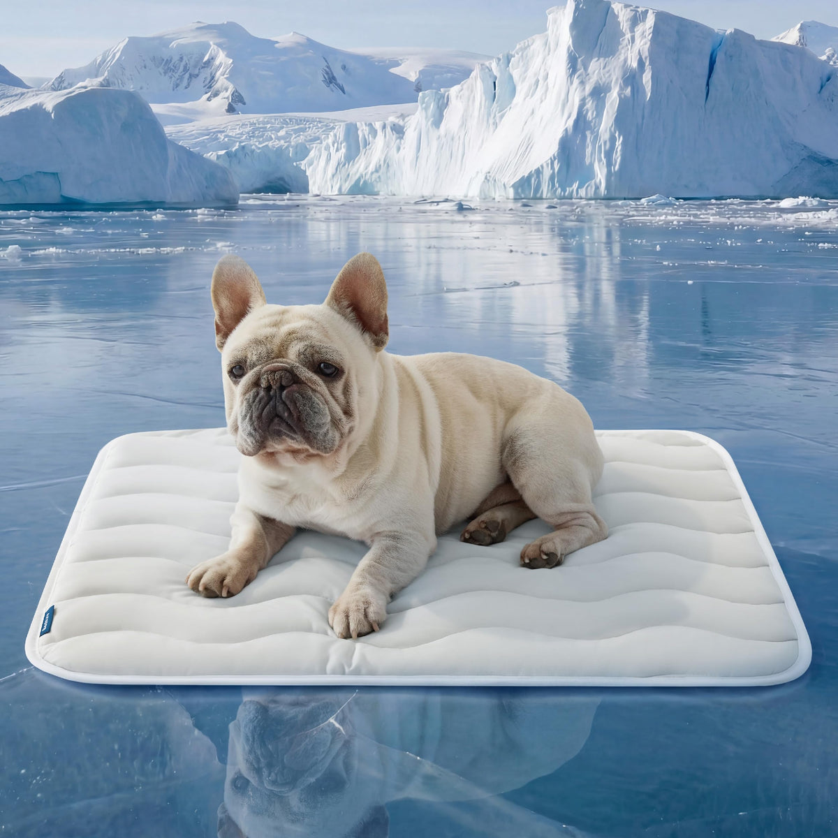 Bedsure Cooling Mat for Large Dogs - Q-Max>0.4 Thin Breathable Cooling Crate Pad Indoor for Pet with Chill Cool Fiber as Cooling Topper，Portable Washable Kennel Mat in Outdoor Summer, 35x23, Blue
