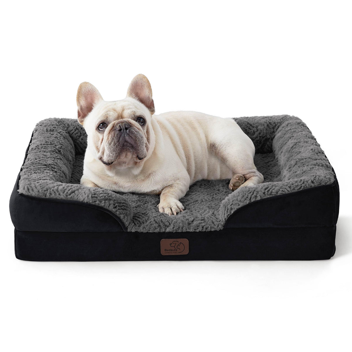 Bedsure Orthopedic Dog Bed Medium Size Dogs - Washable Small Medium Dog Cat Bed Waterproof, Comfort Cats Couch Sofa with Washable Removable Cover, Pets Bed with Nonskid Bottom, Grey, 28"