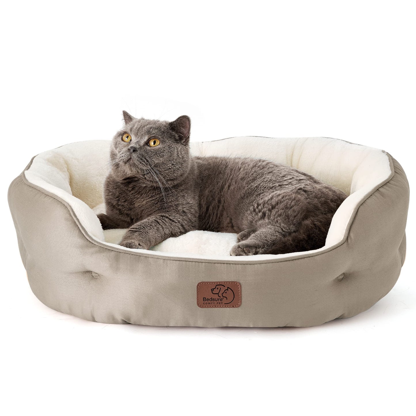 Bedsure Small Dog Bed Washable,Round Cat Beds for Indoor Cats,20in Came | Soft Plush Pet Bed,Dog Beds for Small Dogs for Puppy and Kittens,Anti-Slip Bottom,Easy to Clean