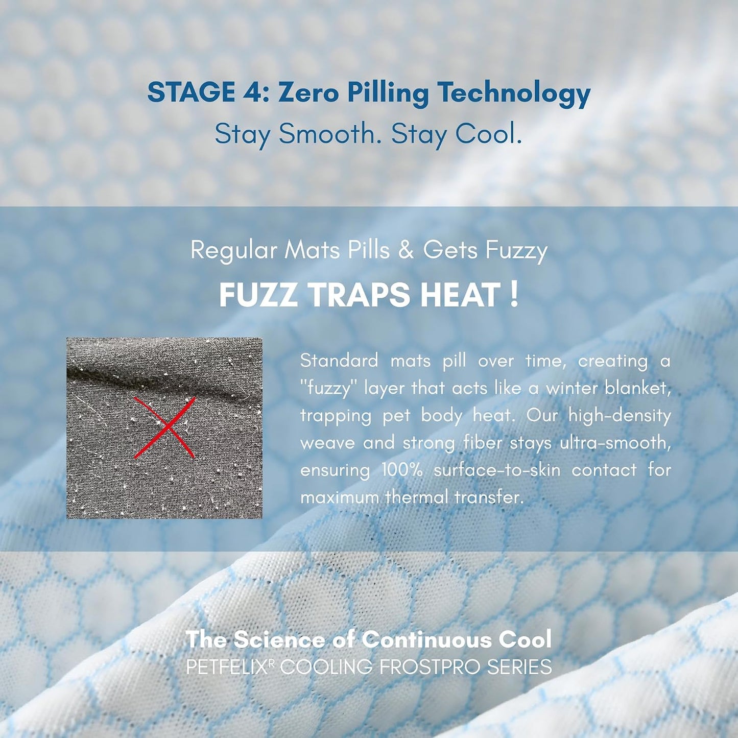petfelix FrostPro Pet Cooling Mat, Stain & Scratch Resistant QMAX>0.5 for Extra Small Dogs & Small Cats Up to 10 lbs, Self Cooling Mat for Dogs, No Water or Electricity Needed, Blue, Small, 18''*14''