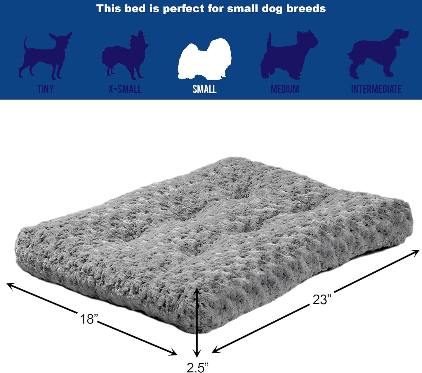 MidWest Homes for Pets Small QuietTime Deluxe Gray Ombré Swirl Plush Pet Bed, Machine Washable, Non-Skid Bottom, Soft Crate Mat for 24-inch Crates