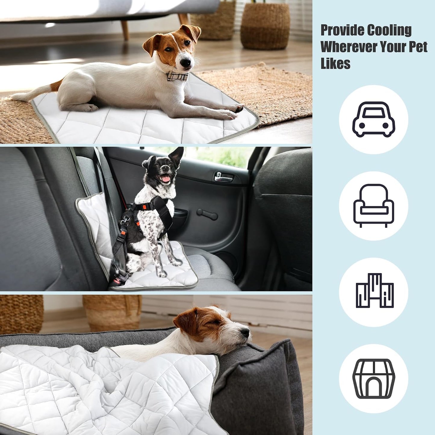 Leekalos Dog Cooling Mat,Pet Cooling Pads for Dogs Blanket,Summer Cooling Bed for Cats Blanket,Portable Pet Cooling Cushion for Home & Outdoor，Keep Cooling for Pets (Cool Grey, Small(22"x28"))
