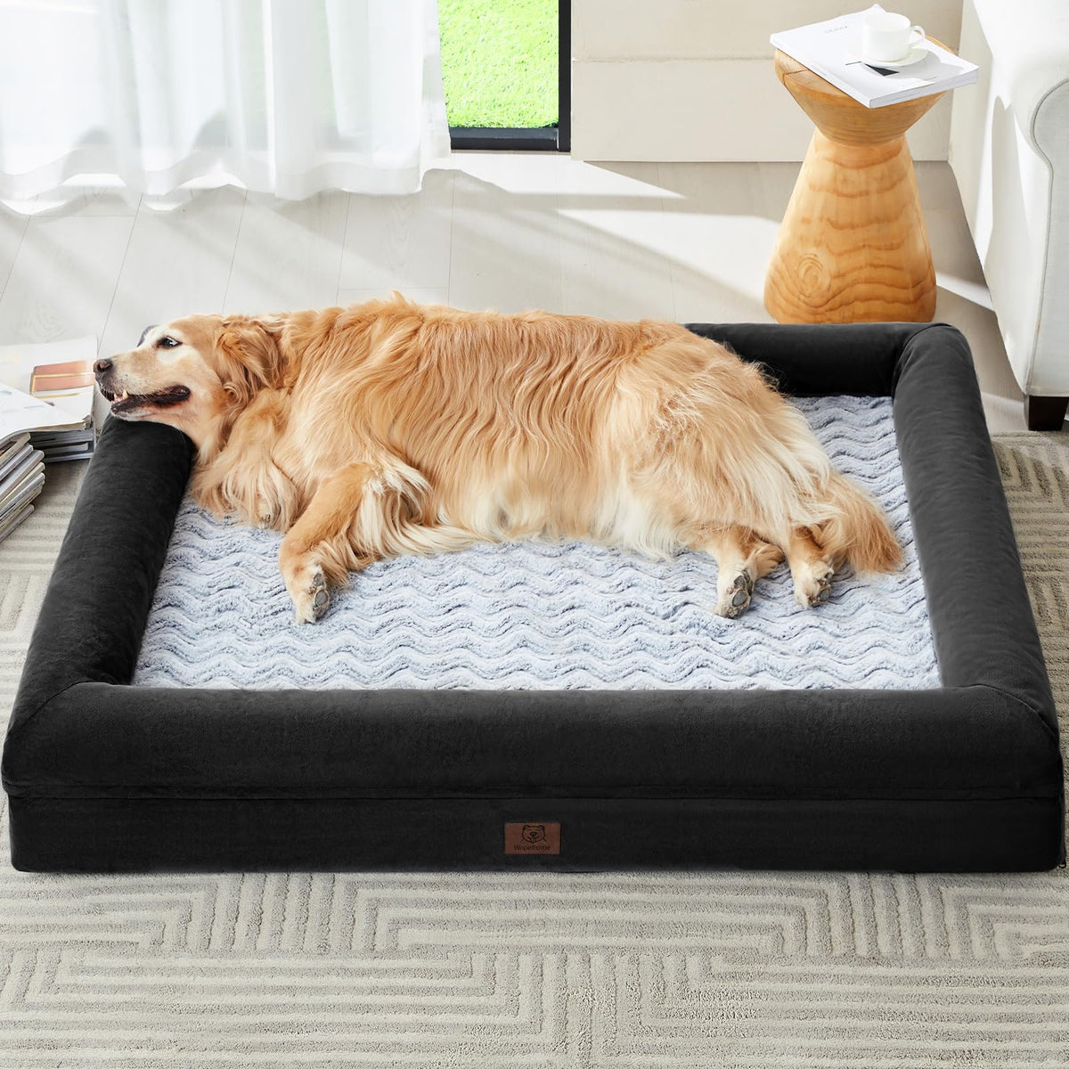 WNPETHOME XL Extra Large Dog Bed, Washable Dog Couch with Removable Waterproof Cover, Orthopedic Large Pet Sofa Bed with Bolster Sides for Sleeping