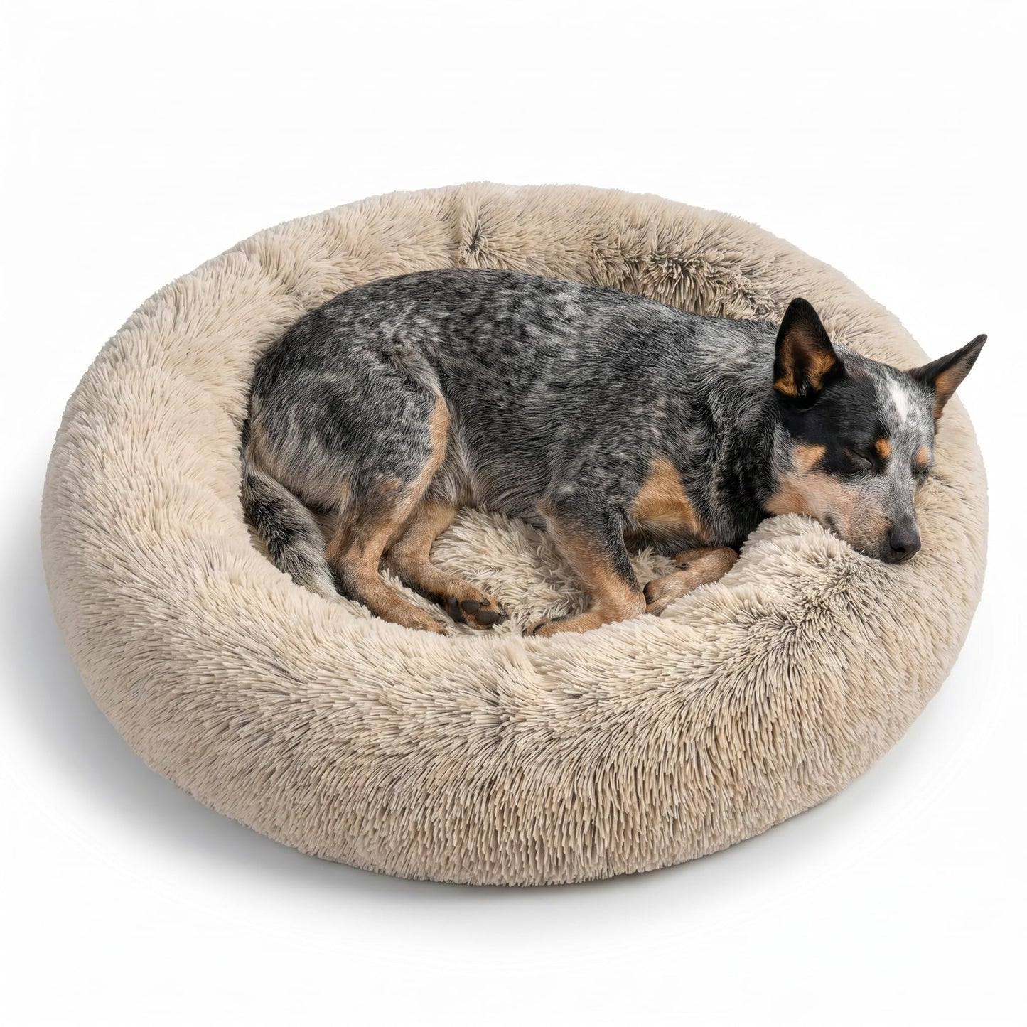 Best Friends by Sheri The Original Calming Donut Dog Bed for Small Dogs up to 25 lbs, Shag Faux Fur, Frost Gray, 23" x 23"