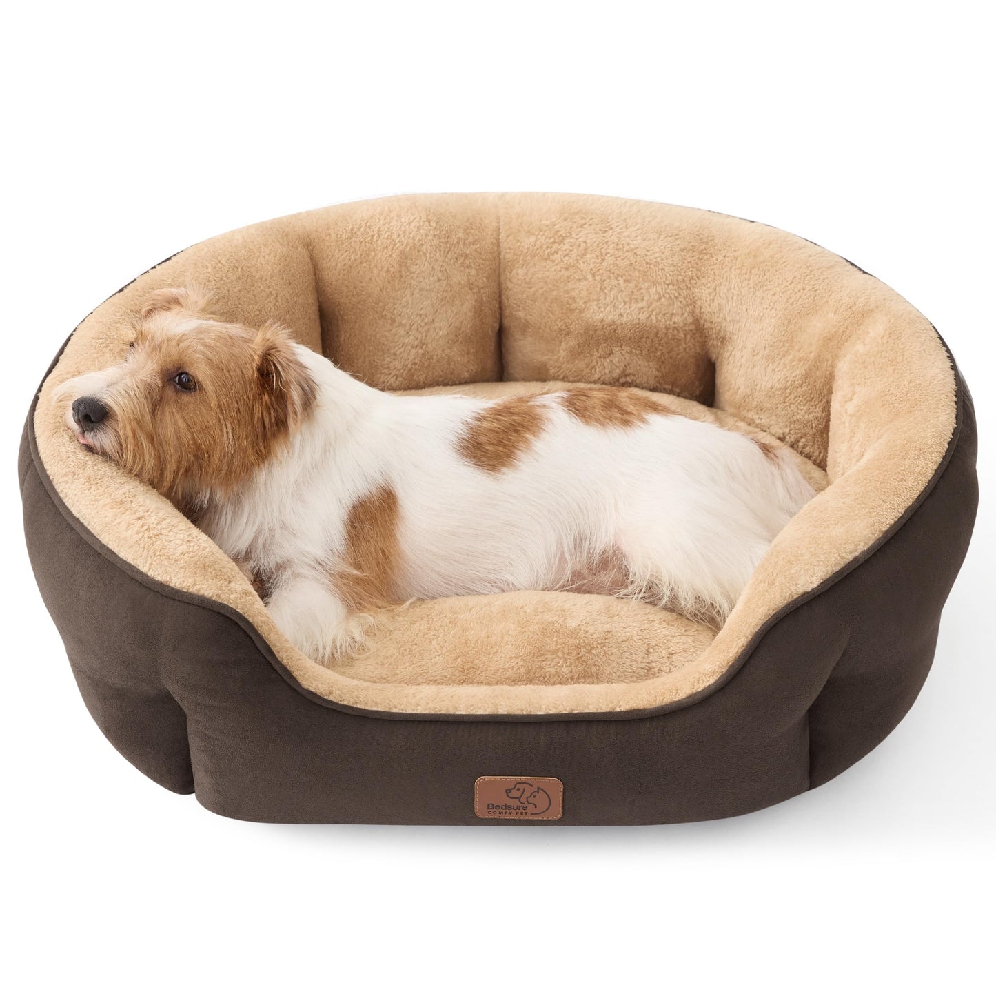 Bedsure Small Dog Bed Washable,Round Cat Beds for Indoor Cats,20in Ivory | Soft plush pet bed,dog beds for small dogs for puppy and kittens,Anti-Slip bottom,easy to clean