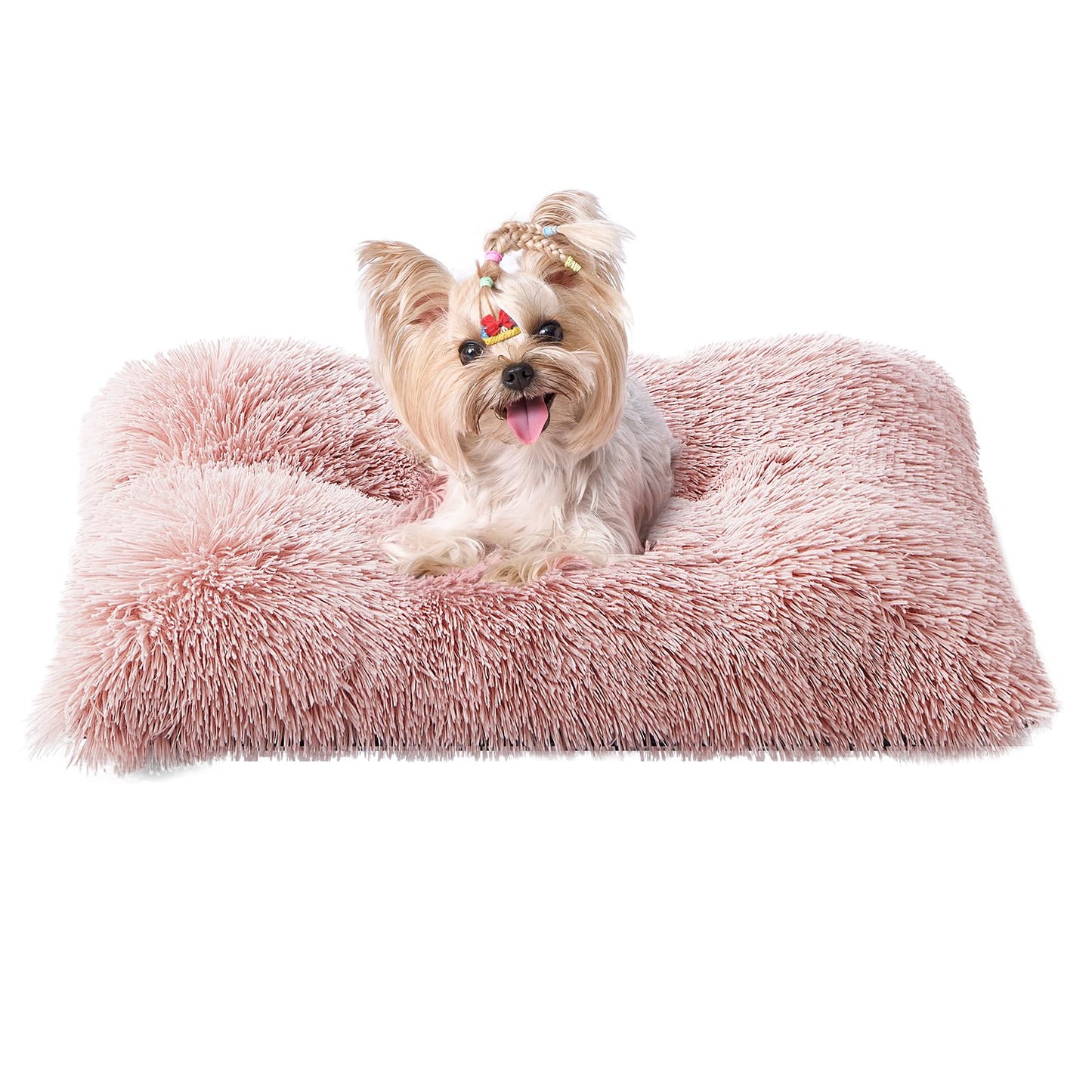 EHEYCIGA Fluffy Dog Crate Bed for Extra Large Dogs, Plush Faux Fur Pad, Calming Anti Anxiety XL Bed for Crate, Washable Soft Warm Dog Mat with Non-Slip Bottom, Grey