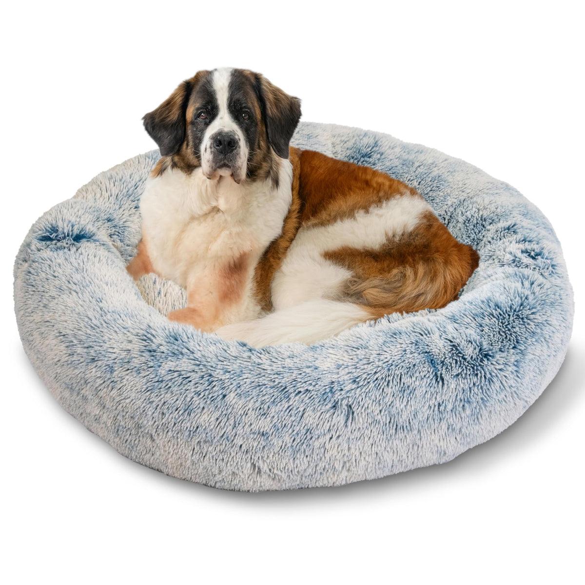 Best Friends by Sheri The Original Calming Donut Dog Bed for Small Dogs up to 25 lbs, Shag Faux Fur, Frost Gray, 23" x 23"