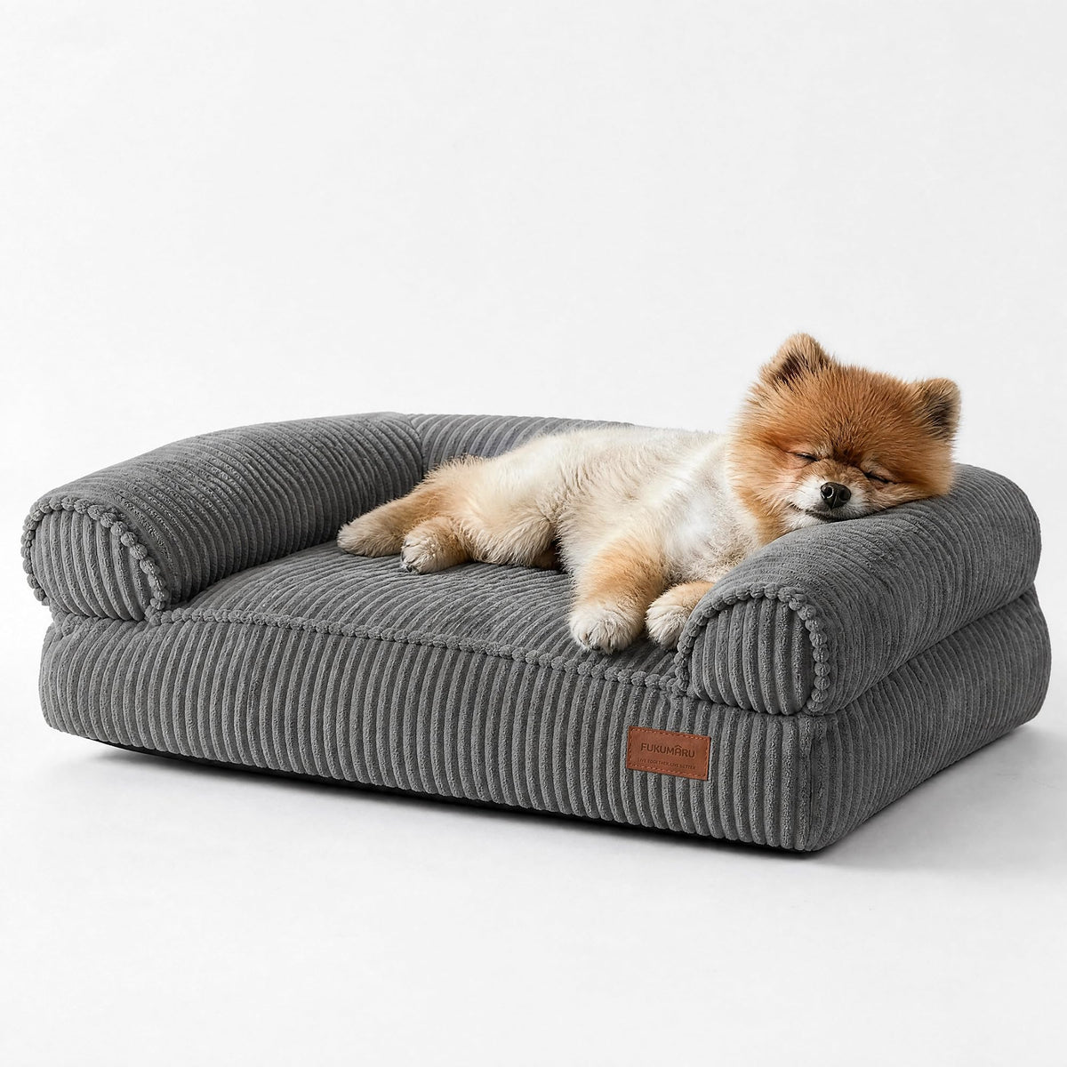 FUKUMARU Dog Couch Bed, Corduroy Cozy Cat Bed for Indoor Cats with Washable Cover, 28in Waterproof Orthopedic Dog Beds Sofa for Small Dogs and Large Cats, Cute Warm Cotton Pet Sofa, Green