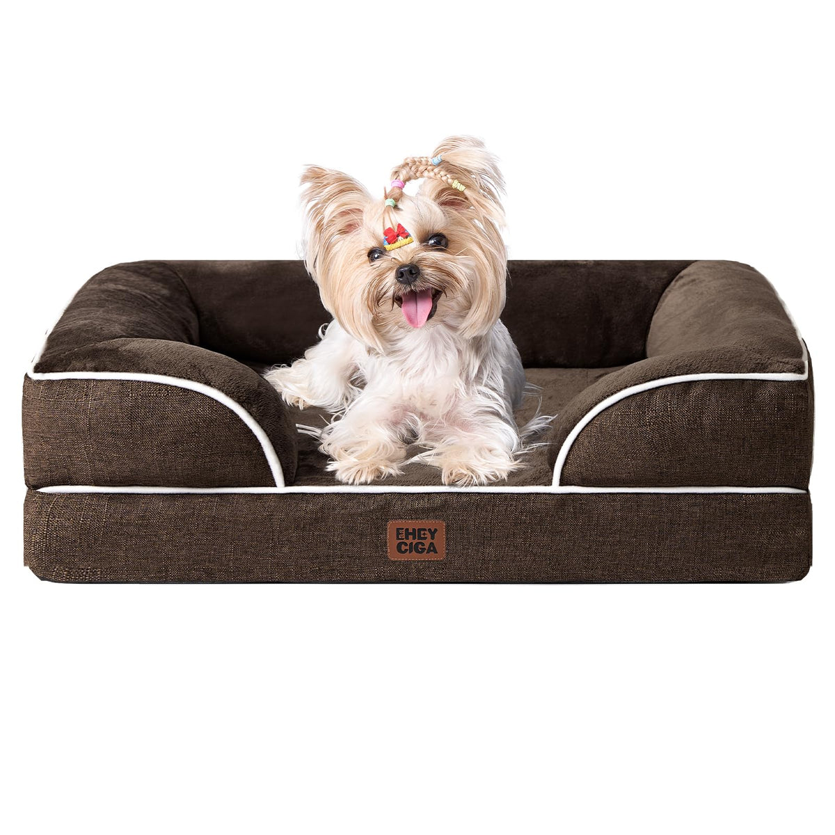 EHEYCIGA Orthopedic Dog Beds Large Sized Dog, Waterproof Memory Foam Pet Bed with Sides, Non-Slip Bottom Large Pet Bed with Washable Removable Cover, Grey