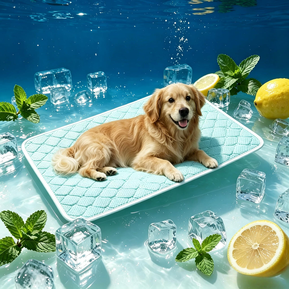 Pet Cooling Mat Scratch Resistant QMAX>0.5 Instant 6-12°F Drop No Water or Electricity Needed Self Cooling Crate Mat for Bed, Floor, Car Travel Indoor Outdoor Summer Use Light Blue 24" x 18"