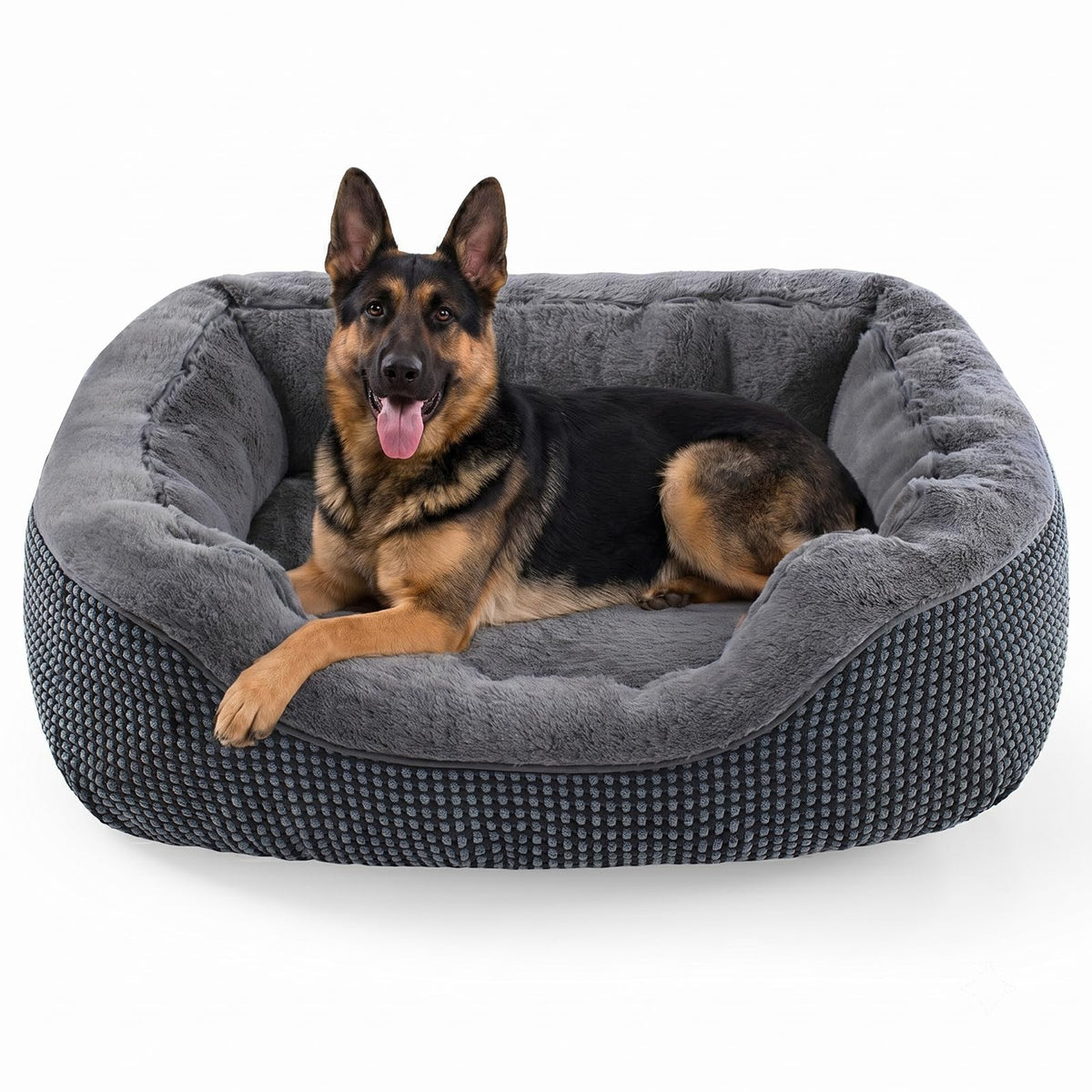 INVENHO Medium Dog Beds for Medium Dogs Washable, Rectangle Dog Bed Medium Size Dog, Orthopedic Dog Bed, Warming Soft Calming Sleeping Puppy Bed Durable Pet Bed with Anti-Slip Bottom M(30"x24"x9")